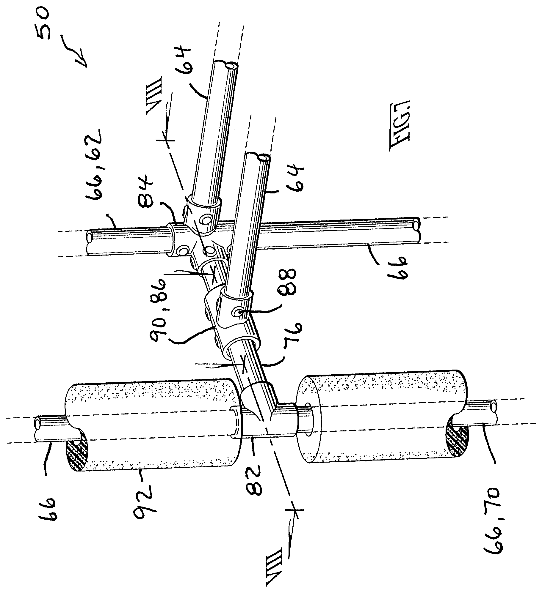 Patent US12403969 Figure 6 – Frame rack for hanging bicycle storage and stretcher-manner of loading/unloading and bicycle ferrying in vehicles, especially through upward swinging rear doors