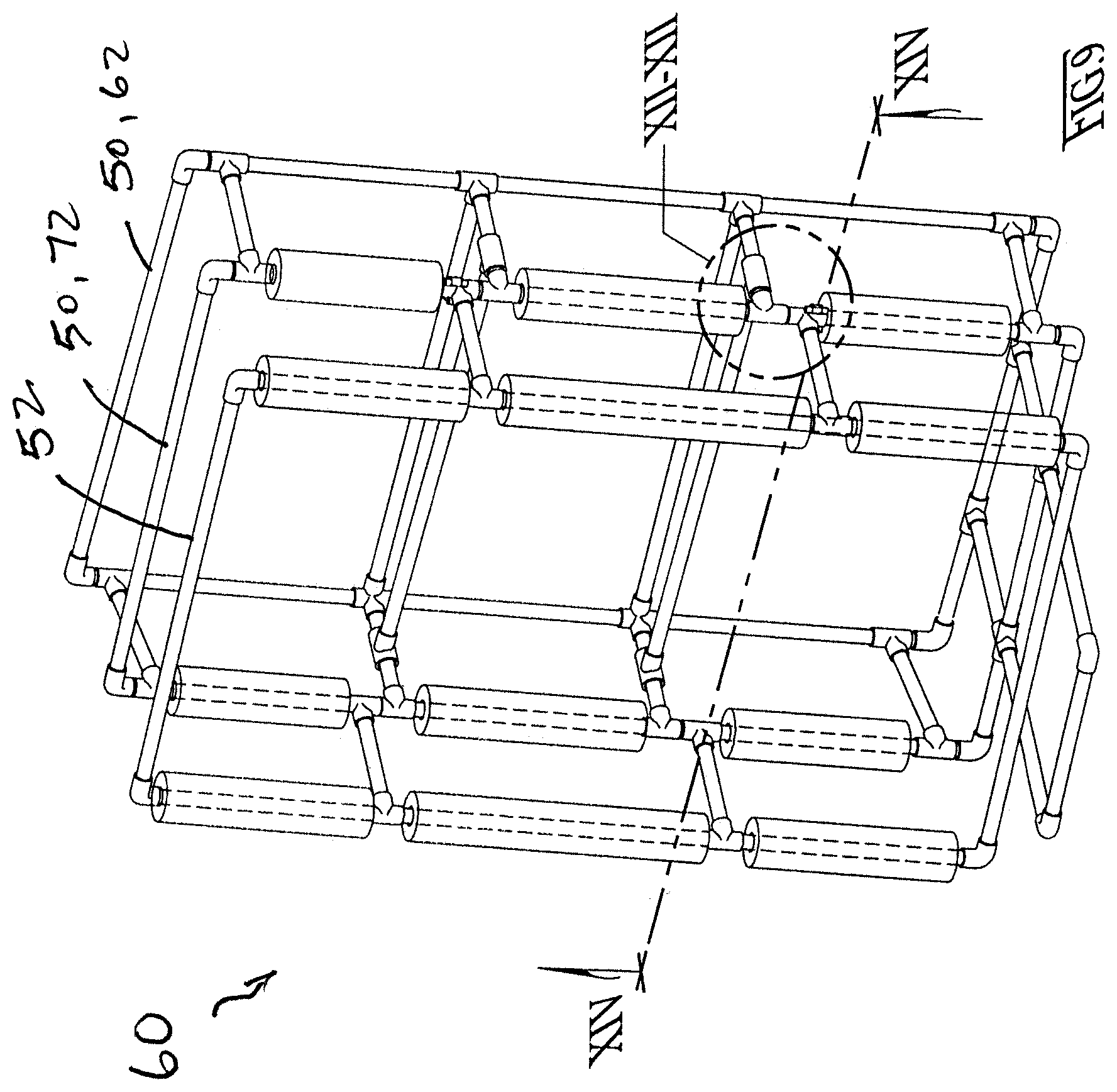 Patent US12403969 Figure 8 – Frame rack for hanging bicycle storage and stretcher-manner of loading/unloading and bicycle ferrying in vehicles, especially through upward swinging rear doors