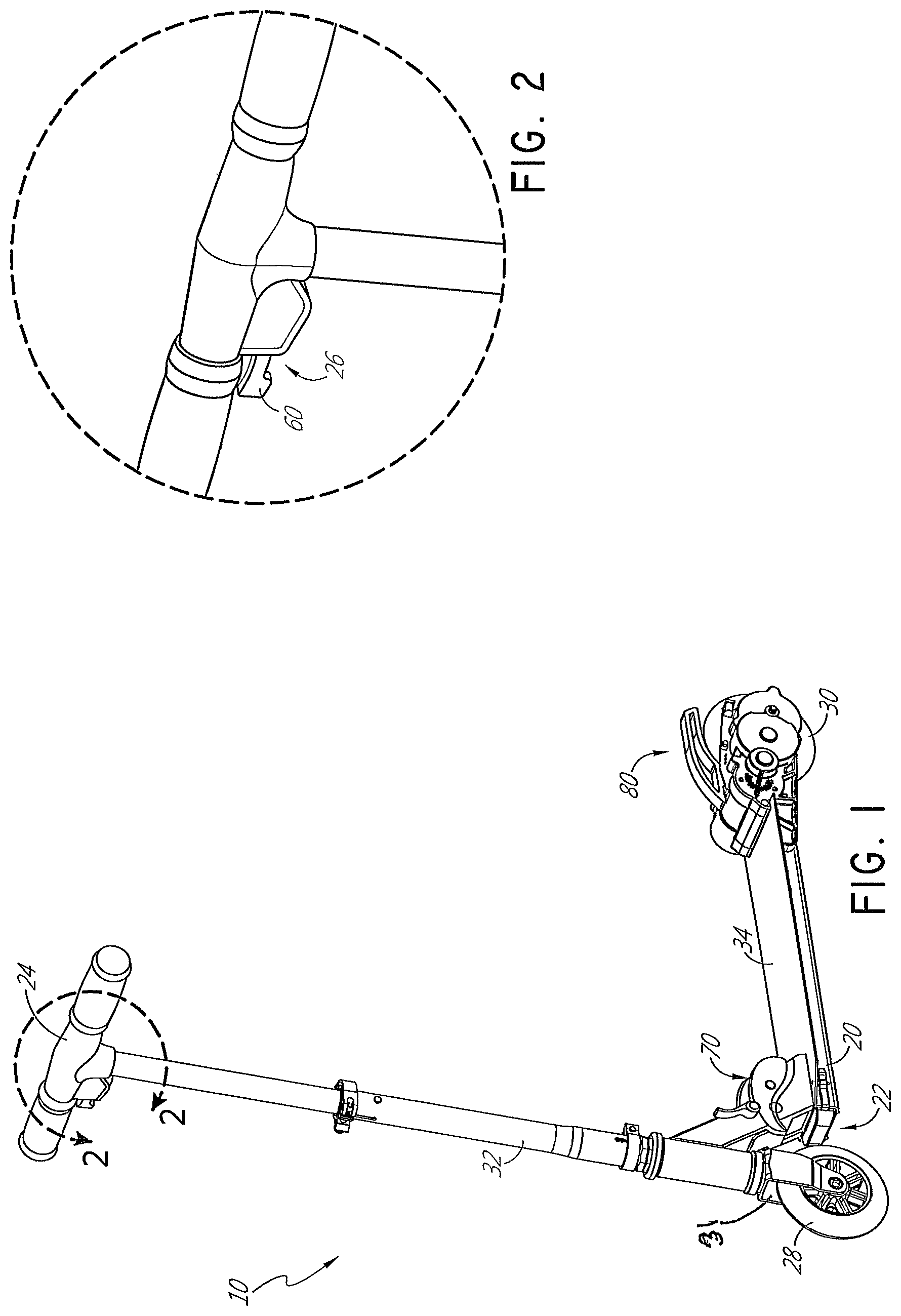 Patent US12403974 Figure 1 – Electric scooter
