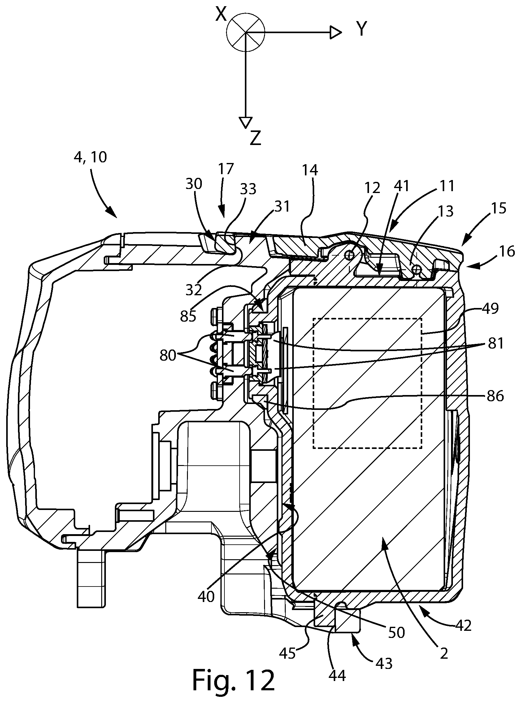 Patent US12403975 Figure 6 – Bicycle equipment provided with an electric power supply unit