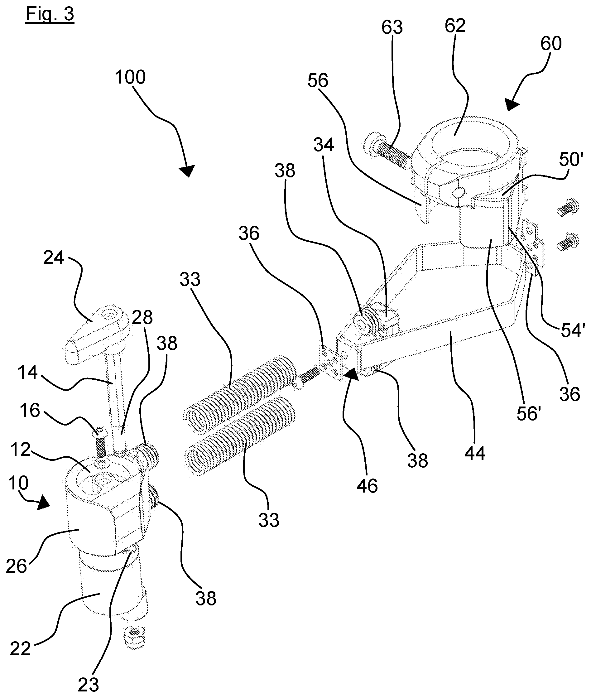 Patent US12403977 Figure 4 – Apparatus for providing a restoring moment for a two-wheeler steering mechanism