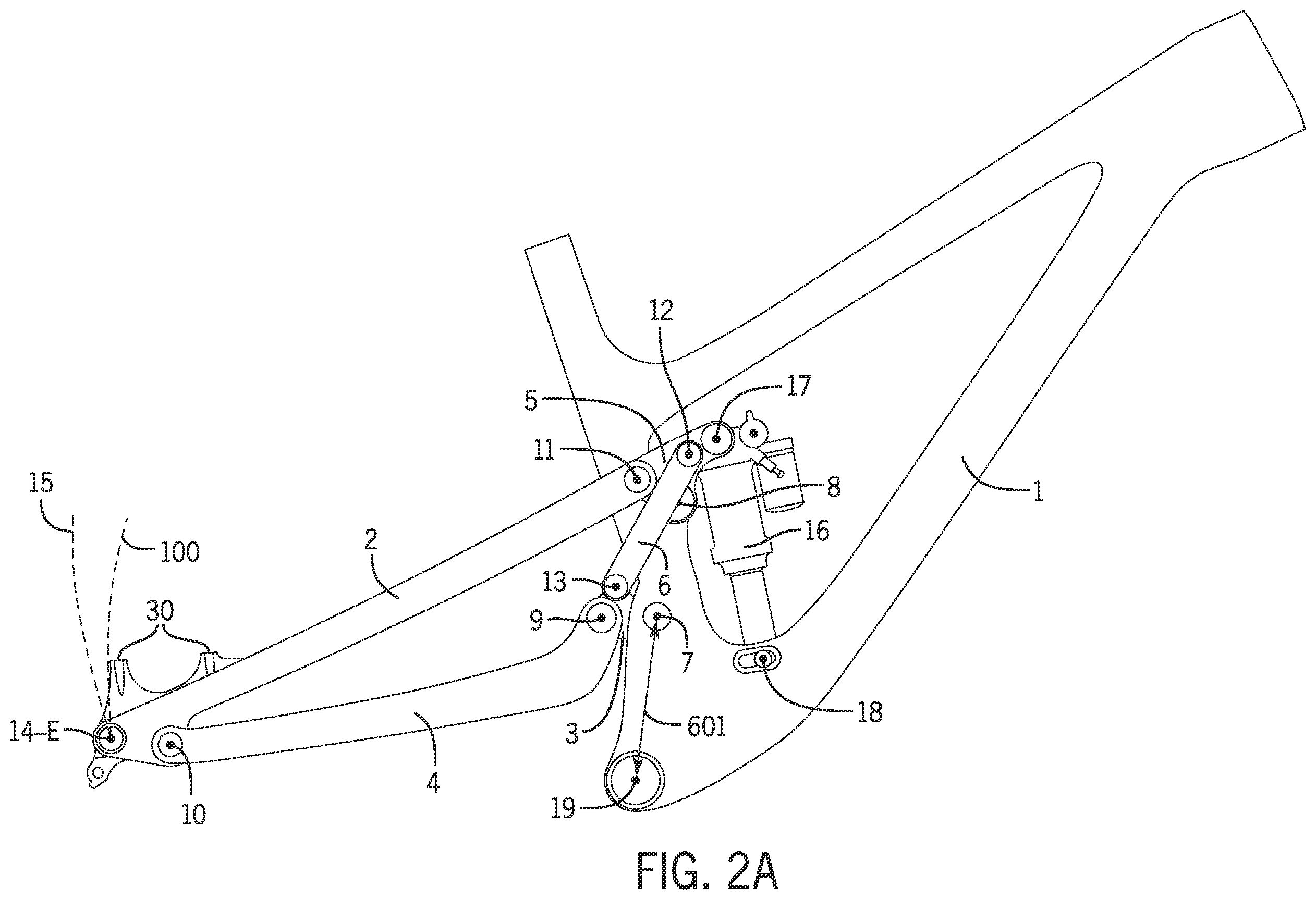 Patent US12403979 Figure 4 – 6-bar vehicle suspension linkage with drive train idler