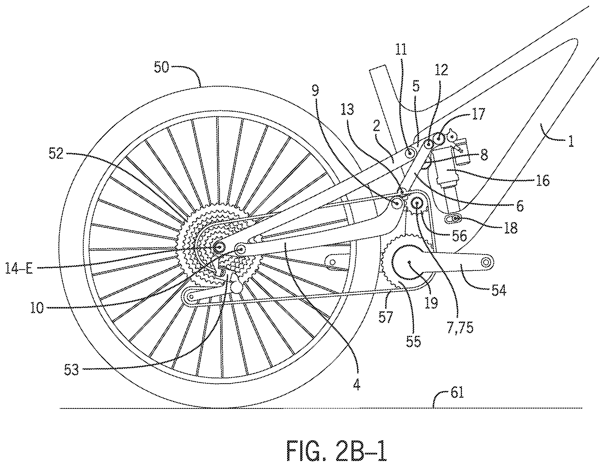Patent US12403979 Figure 6 – 6-bar vehicle suspension linkage with drive train idler
