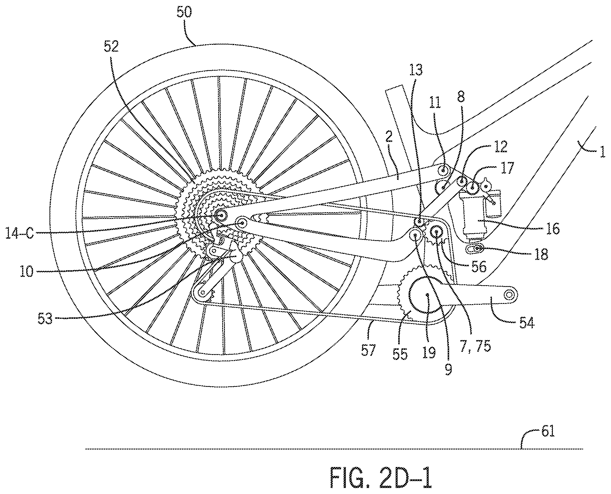 Patent US12403979 Figure 9 – 6-bar vehicle suspension linkage with drive train idler