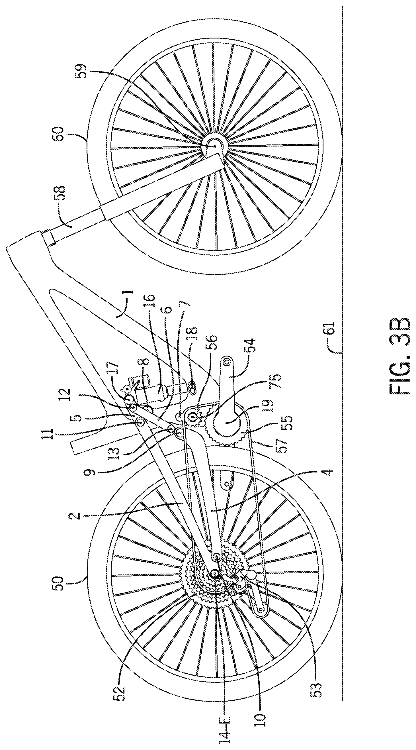 Patent US12403979 Figure 15 – 6-bar vehicle suspension linkage with drive train idler