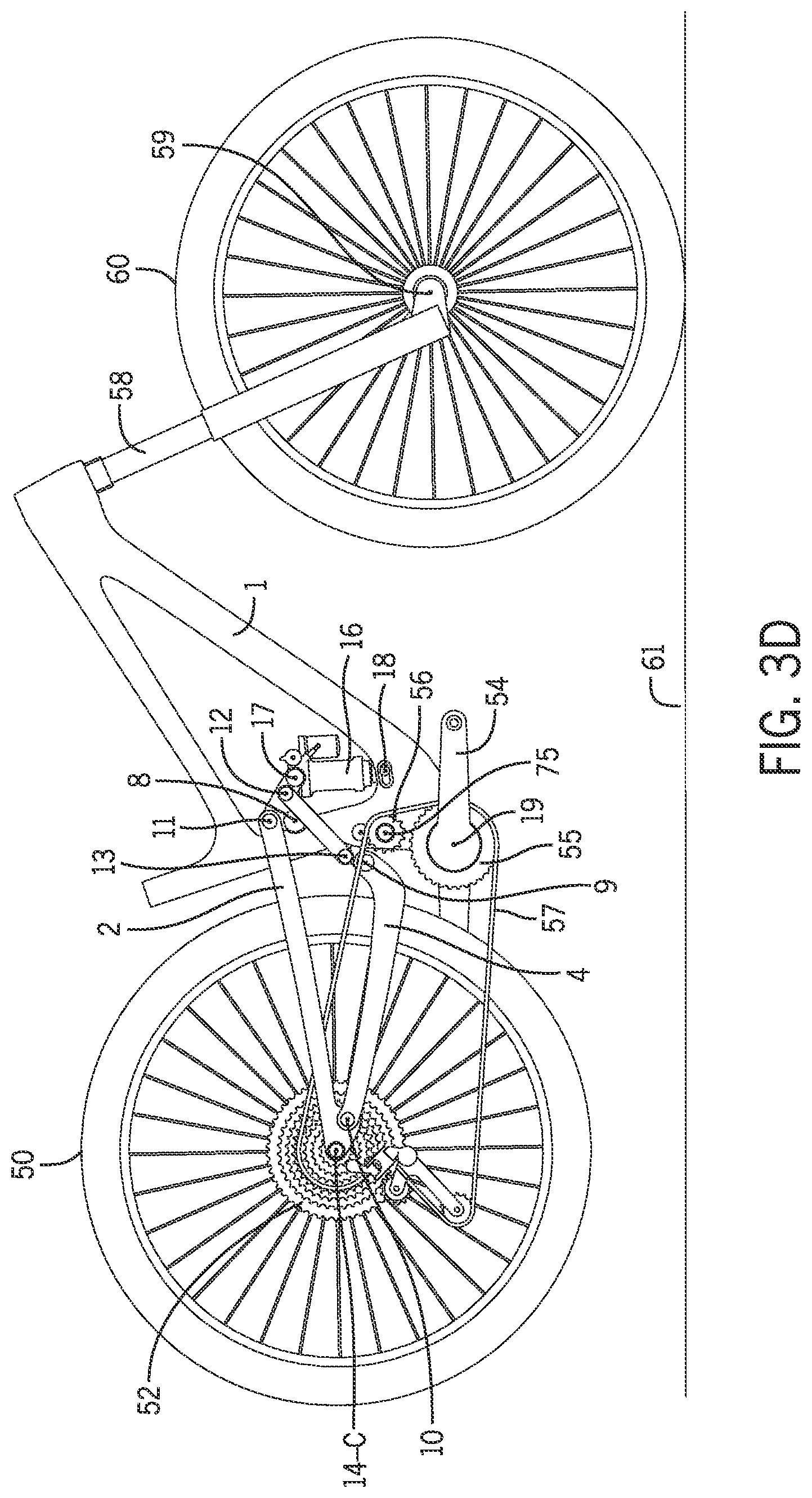Patent US12403979 Figure 17 – 6-bar vehicle suspension linkage with drive train idler