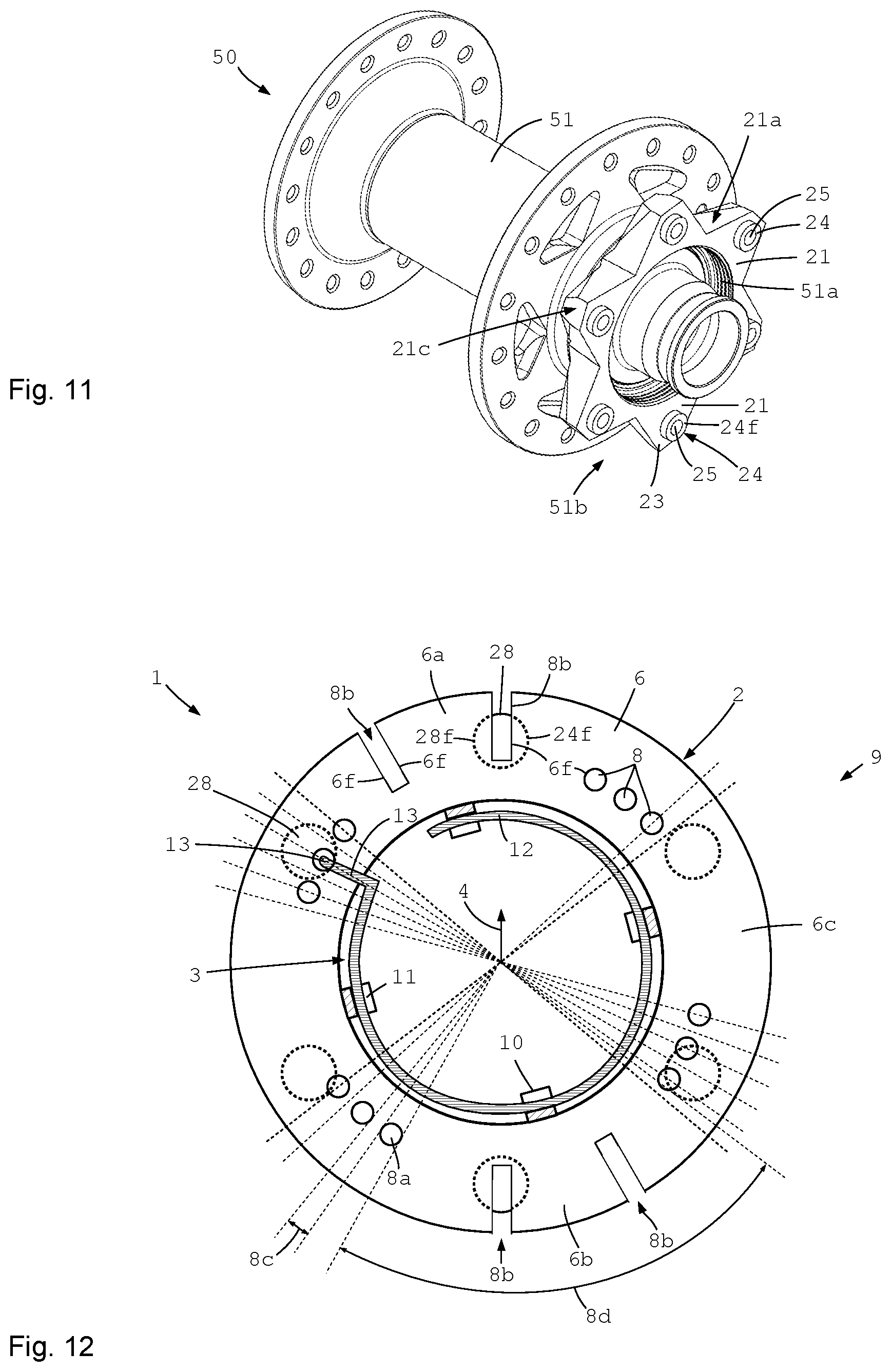 Patent US12403981 Figure 4 – Wheel component with a fixing ring for attaching a brake disk device to a bicycle hub