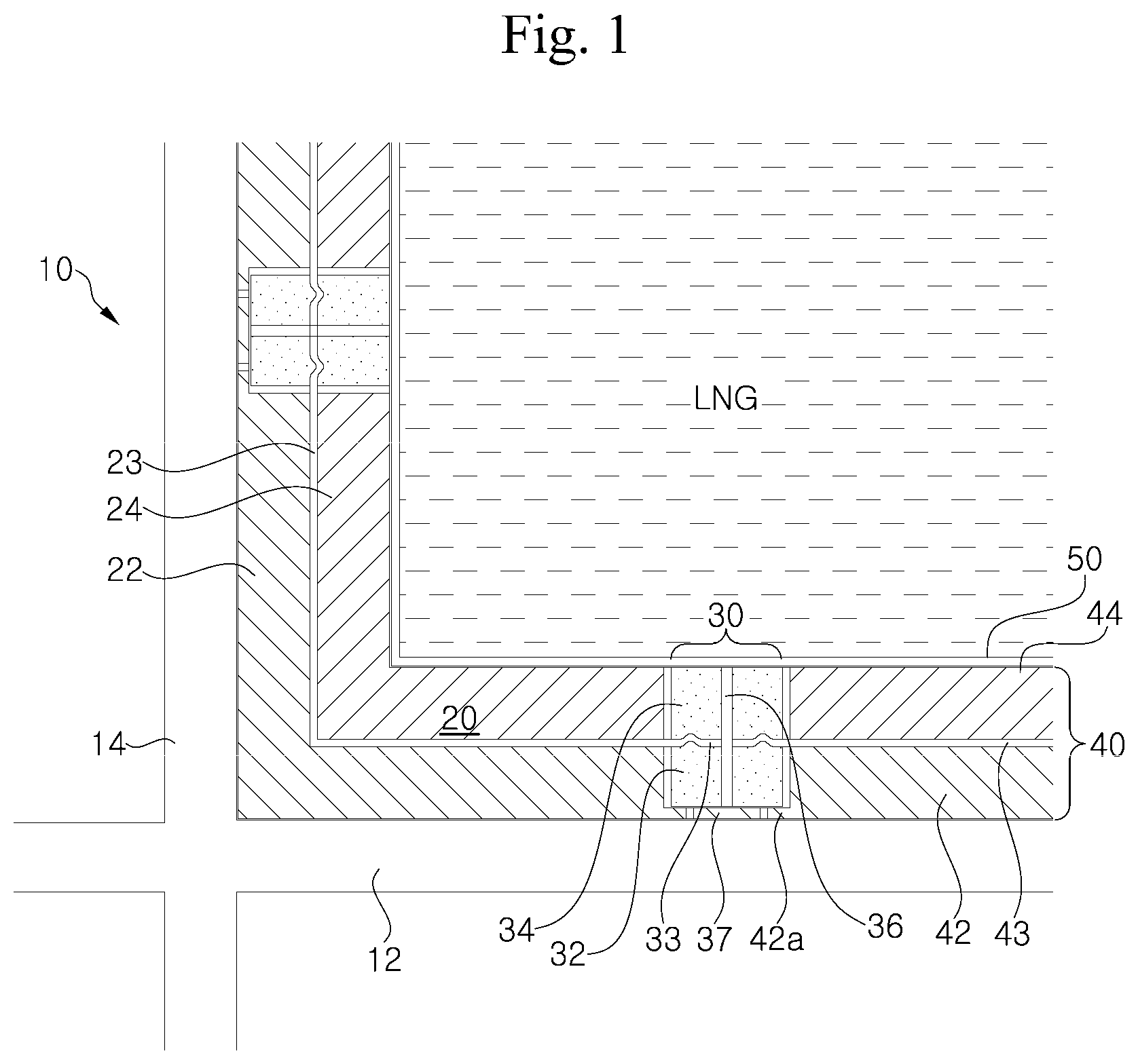 Patent US12403988 Figure 1 – Corner structure and liquefied gas storage tank having same