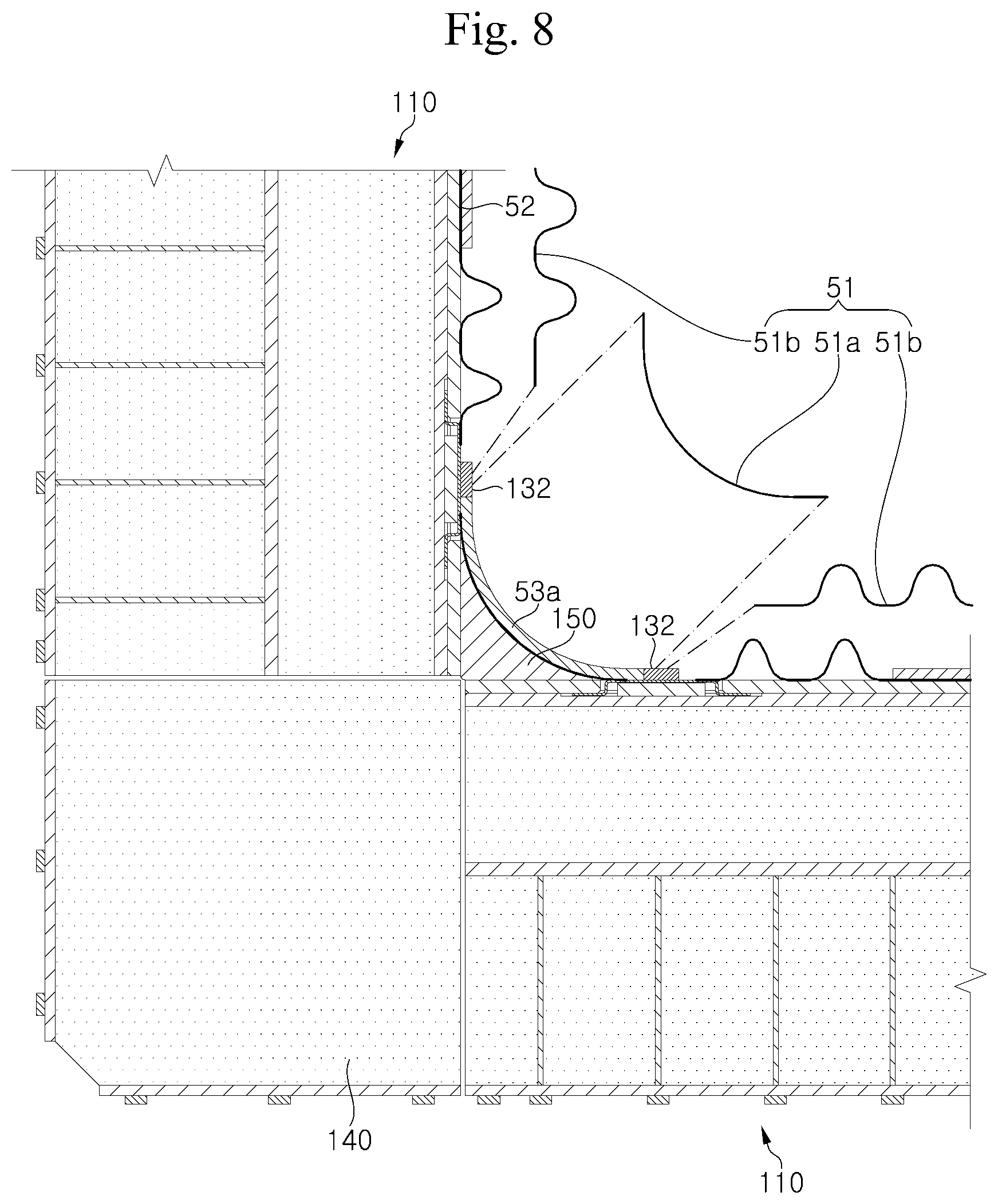 Patent US12403988 Figure 8 – Corner structure and liquefied gas storage tank having same