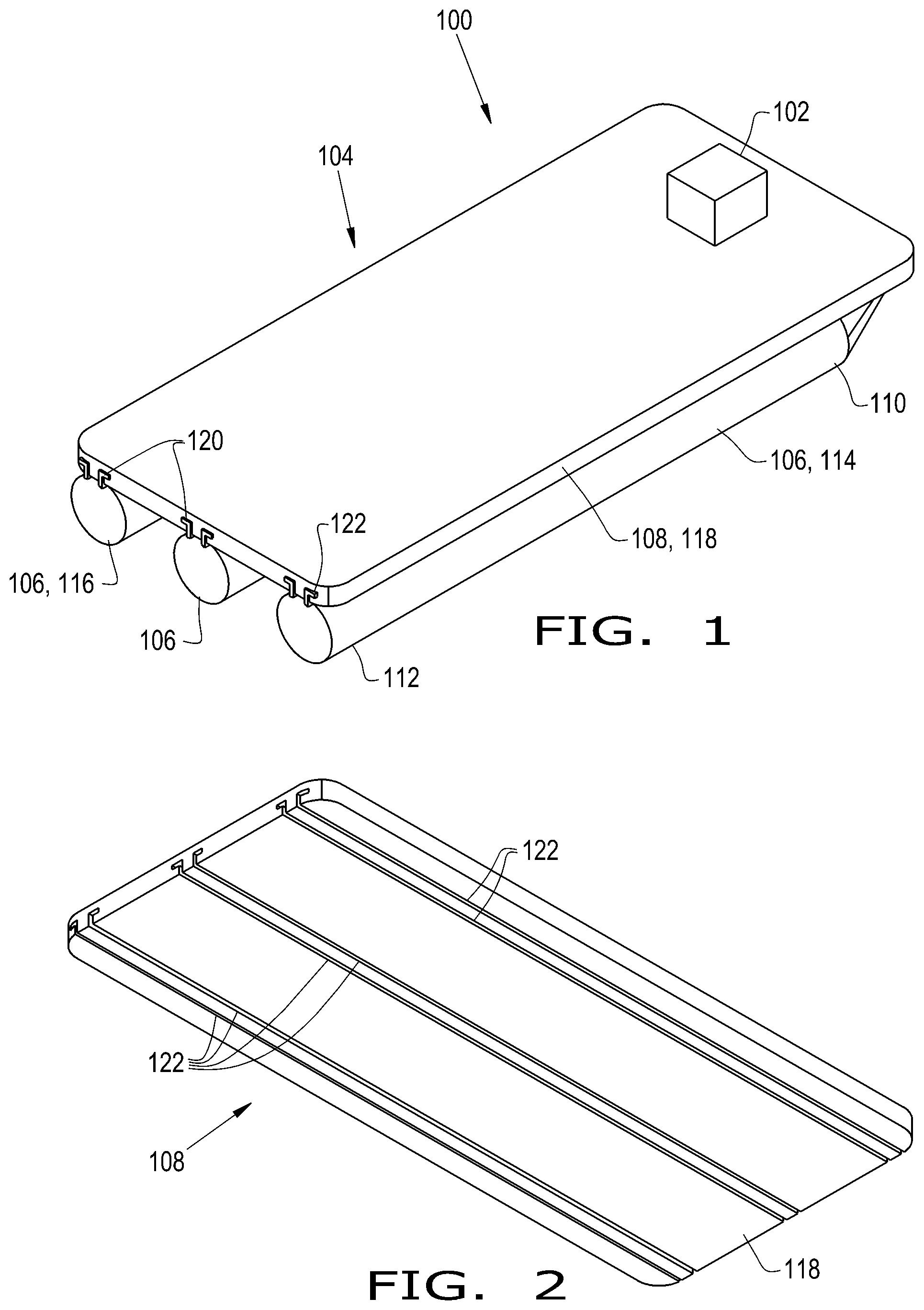 Patent US12403990 Figure 1 – Pontoon/tritoon watercraft with composite chassis