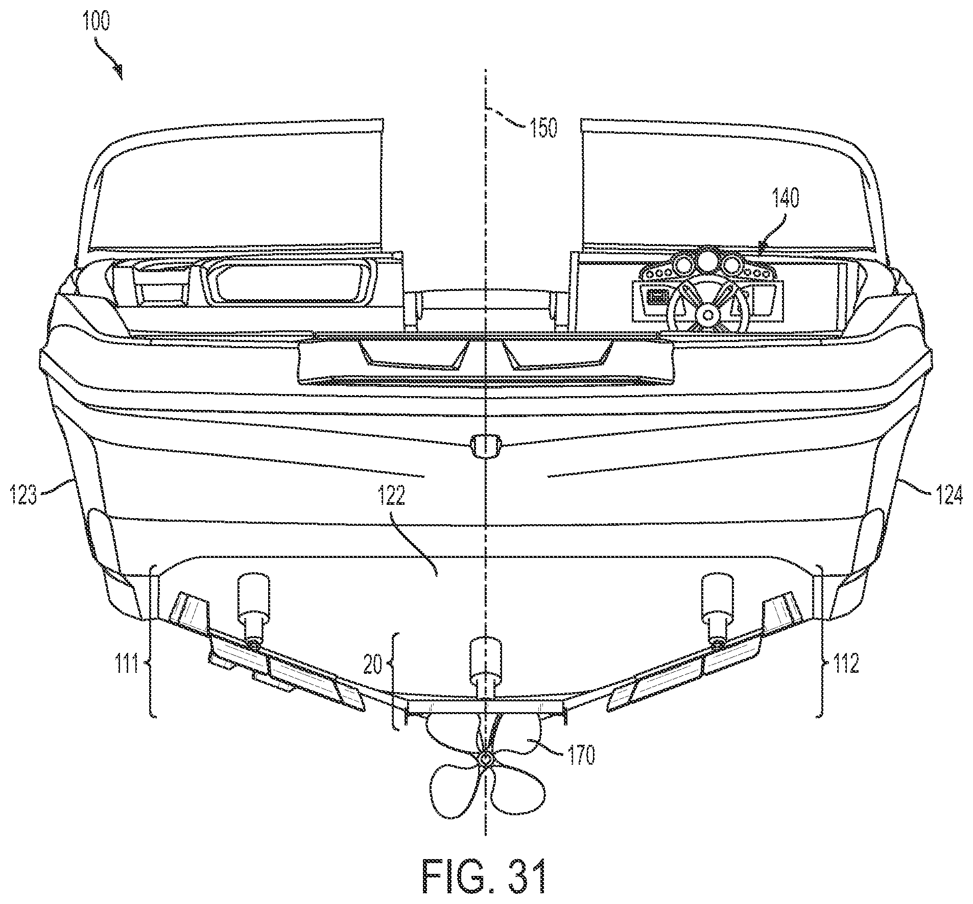 Patent US12403991 Figure 19 – Wake-modifying device for a boat