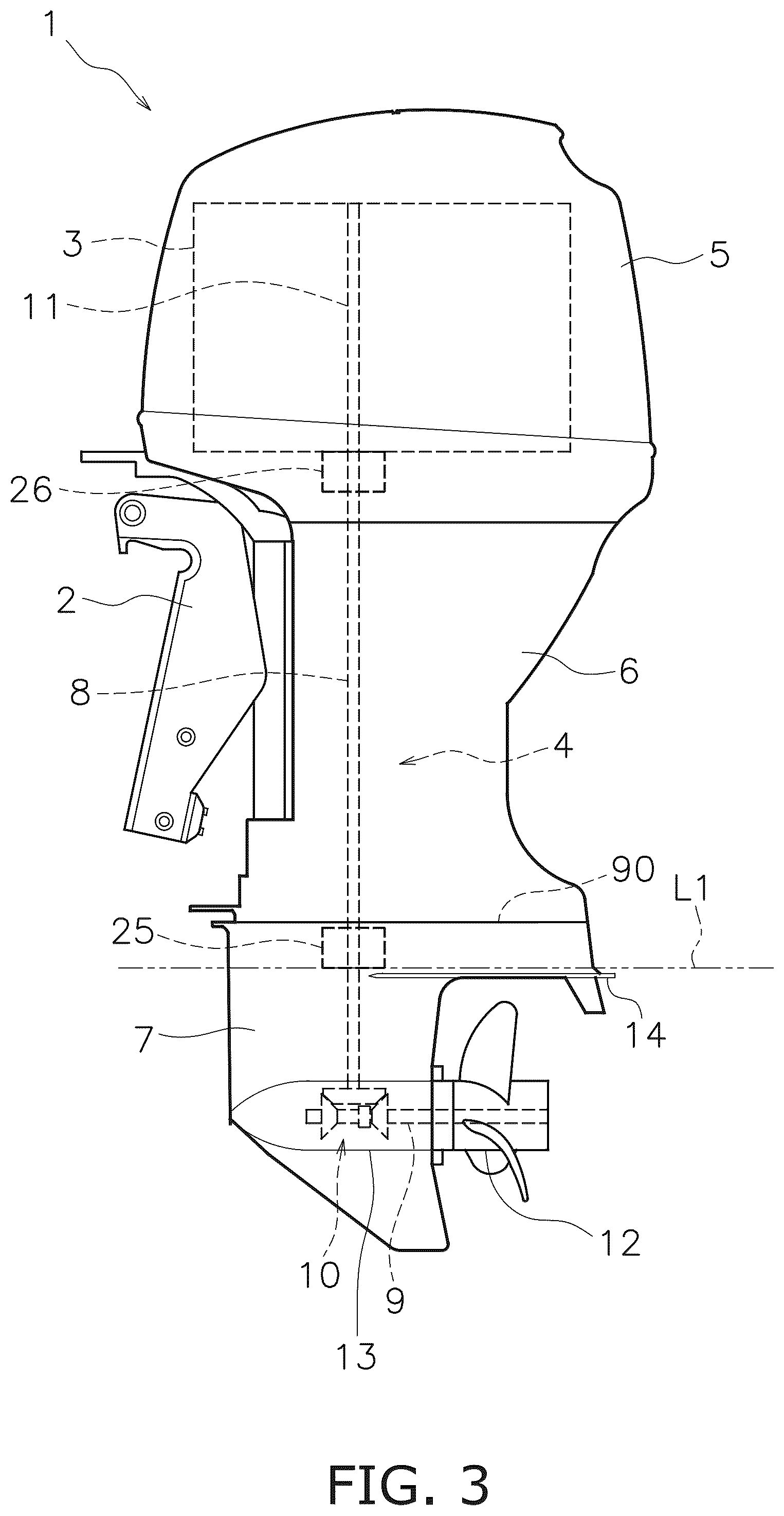 Patent US12403995 Figure 3 – Outboard motor