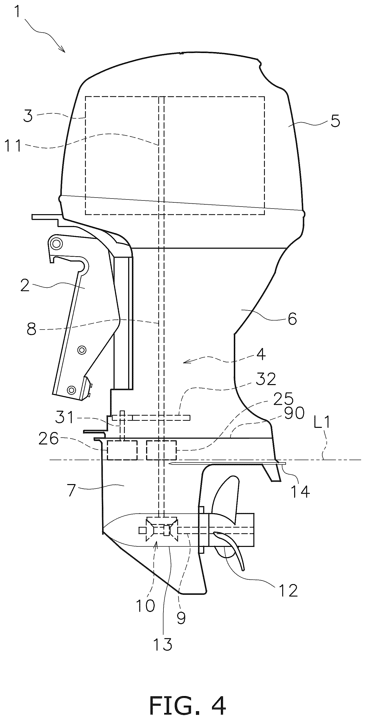 Patent US12403995 Figure 4 – Outboard motor
