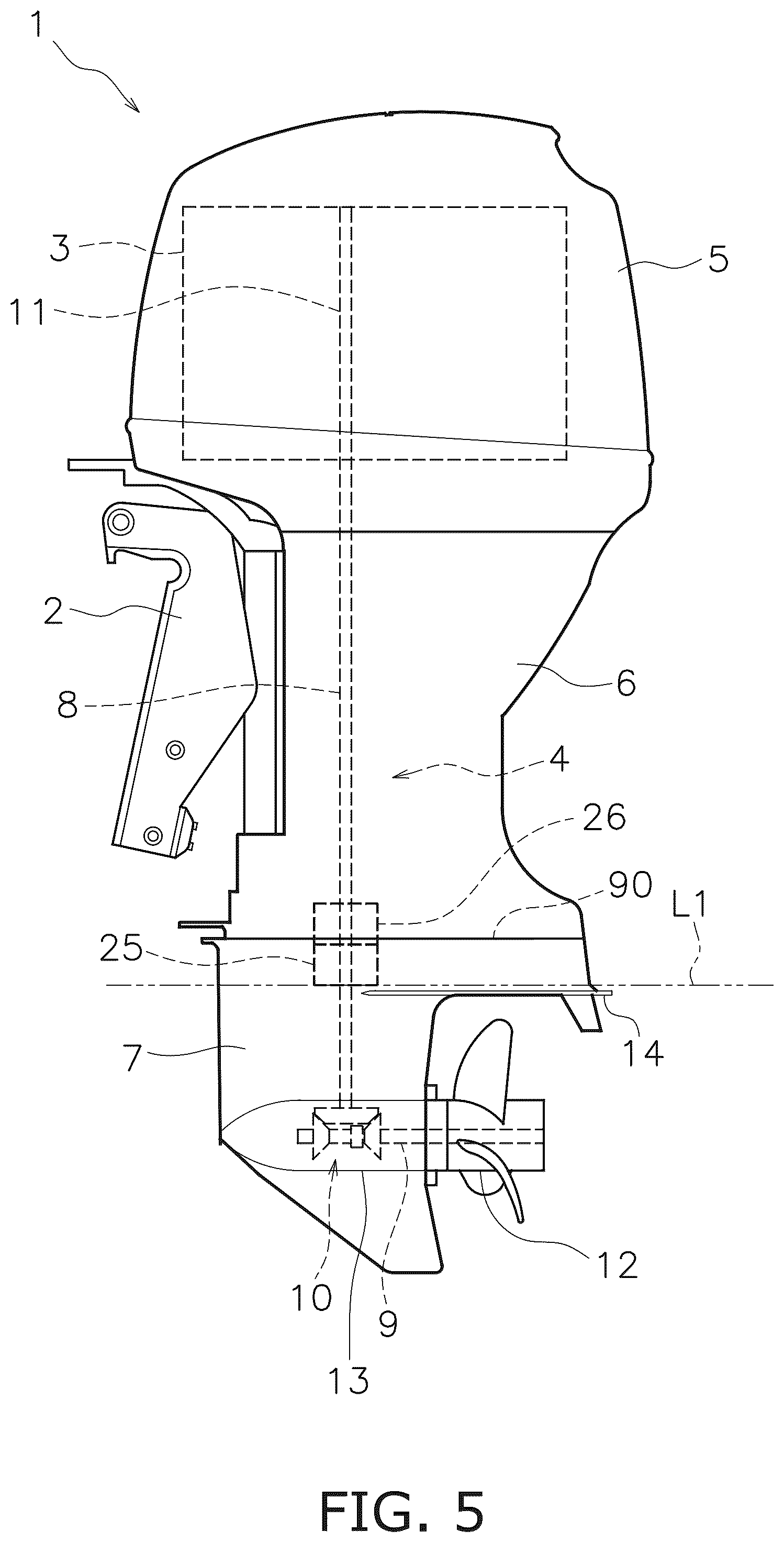 Patent US12403995 Figure 5 – Outboard motor