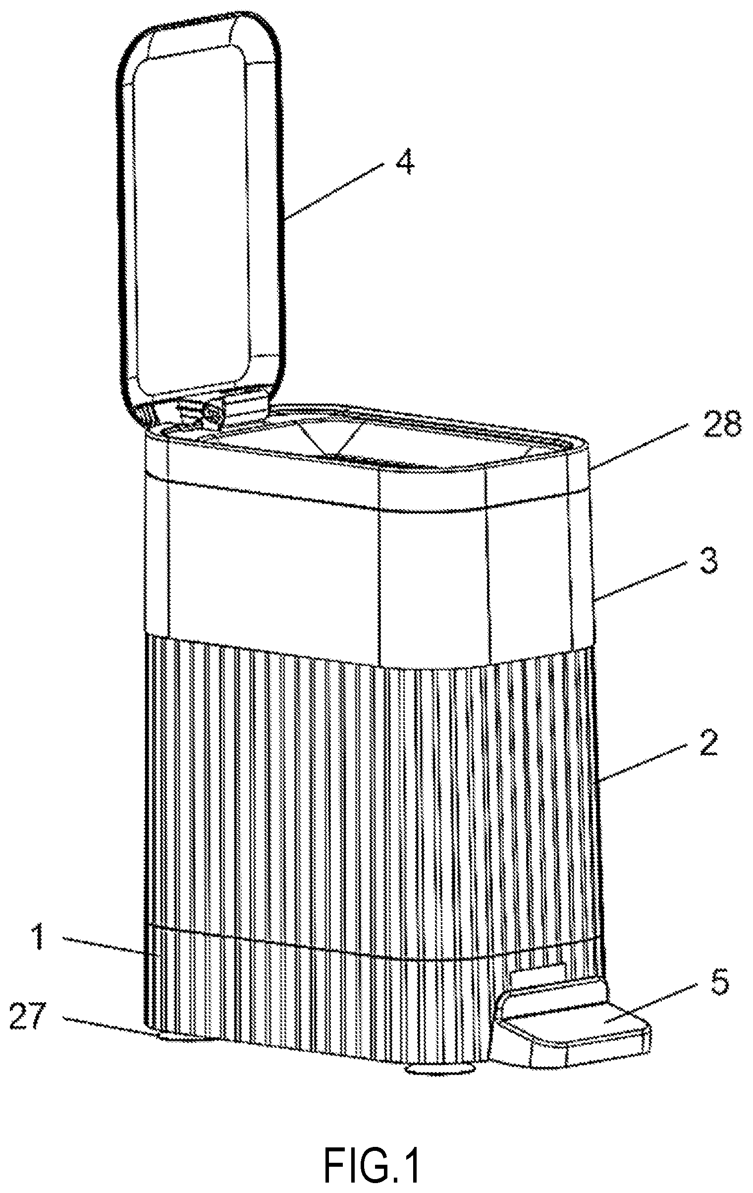 Patent US12410007 Figure 1 – Pedal bin