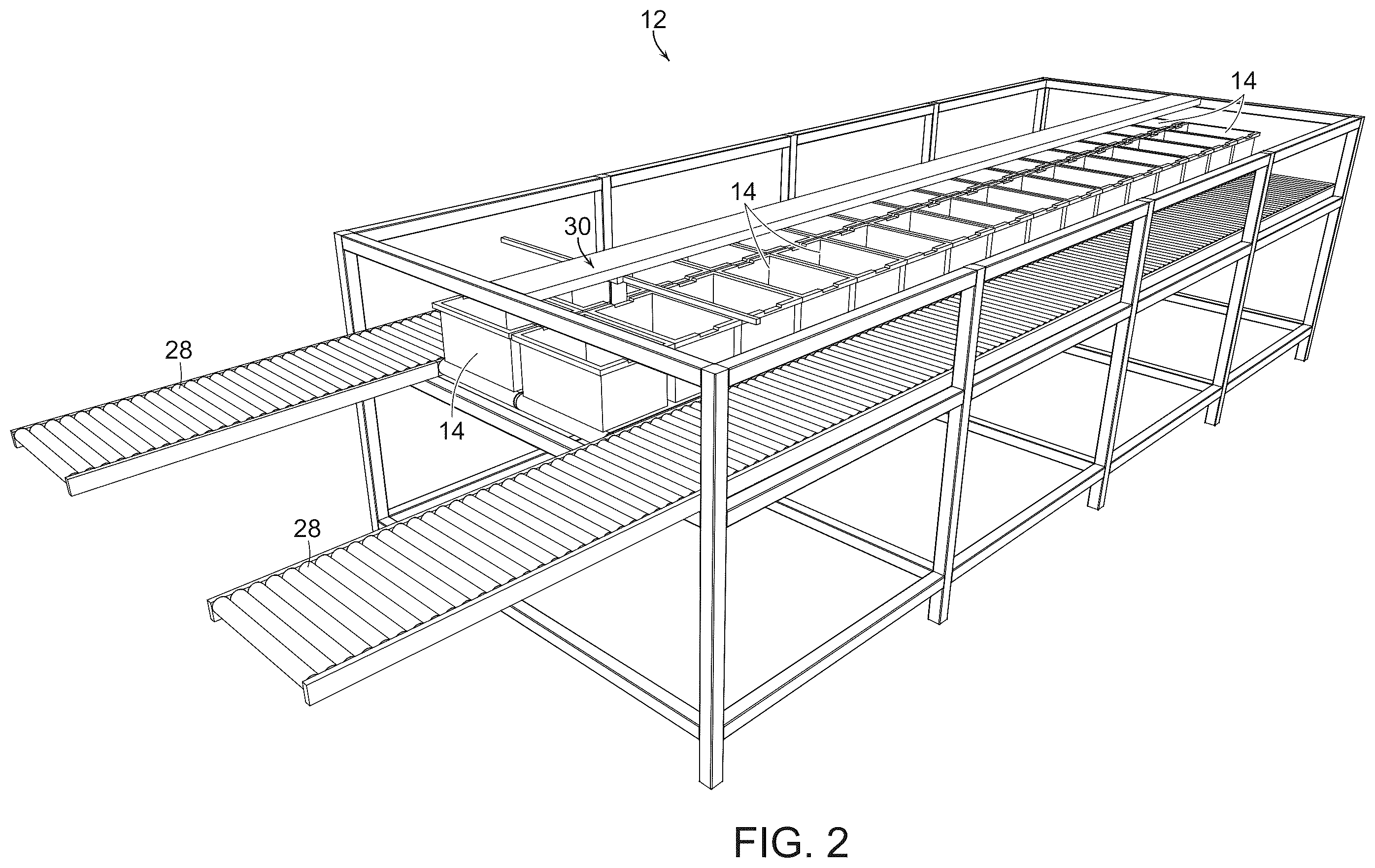 Patent US12410011 Figure 2 – Systems and methods for processing objects including an auto-shuttle system