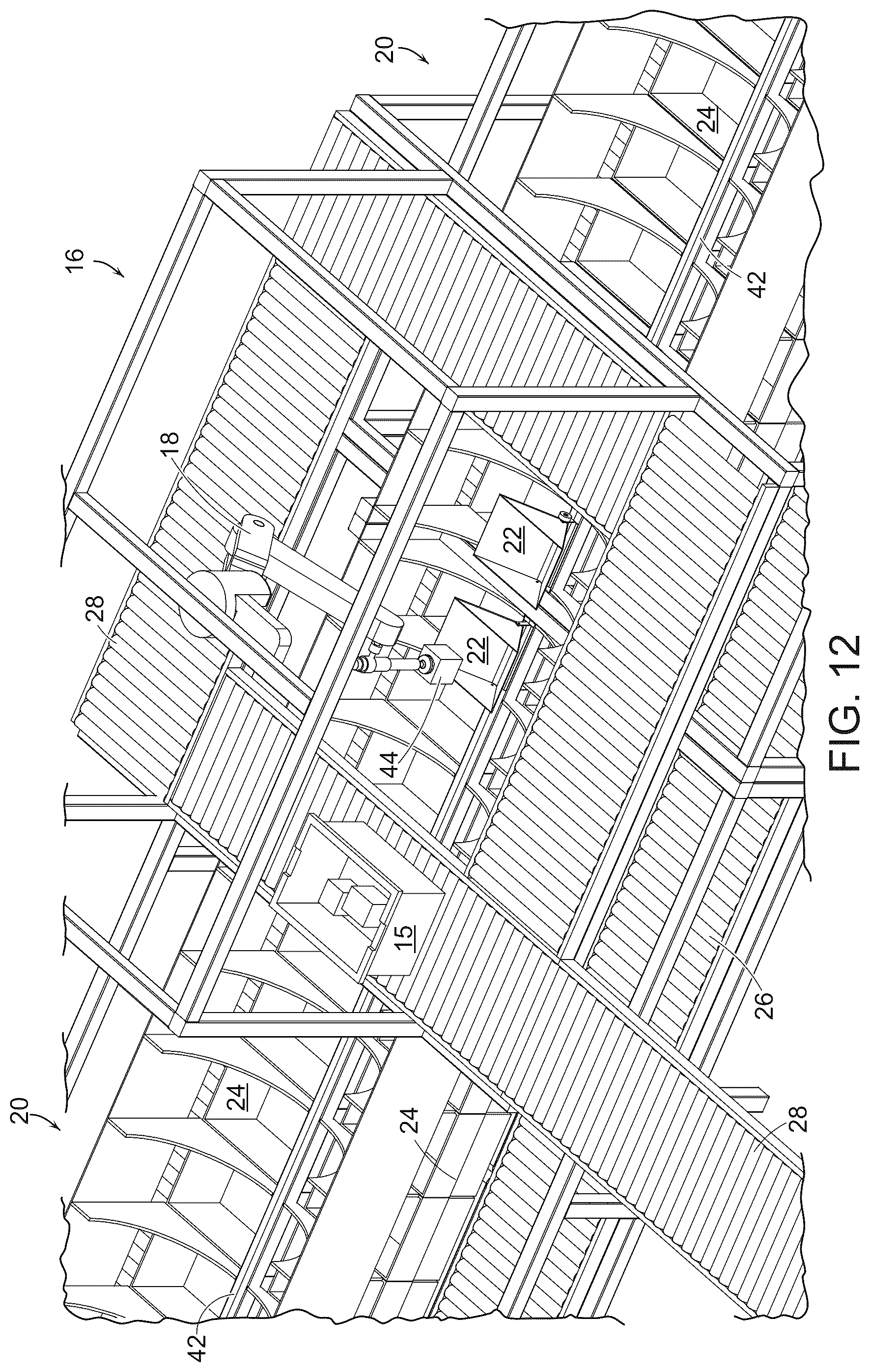Patent US12410011 Figure 13 – Systems and methods for processing objects including an auto-shuttle system
