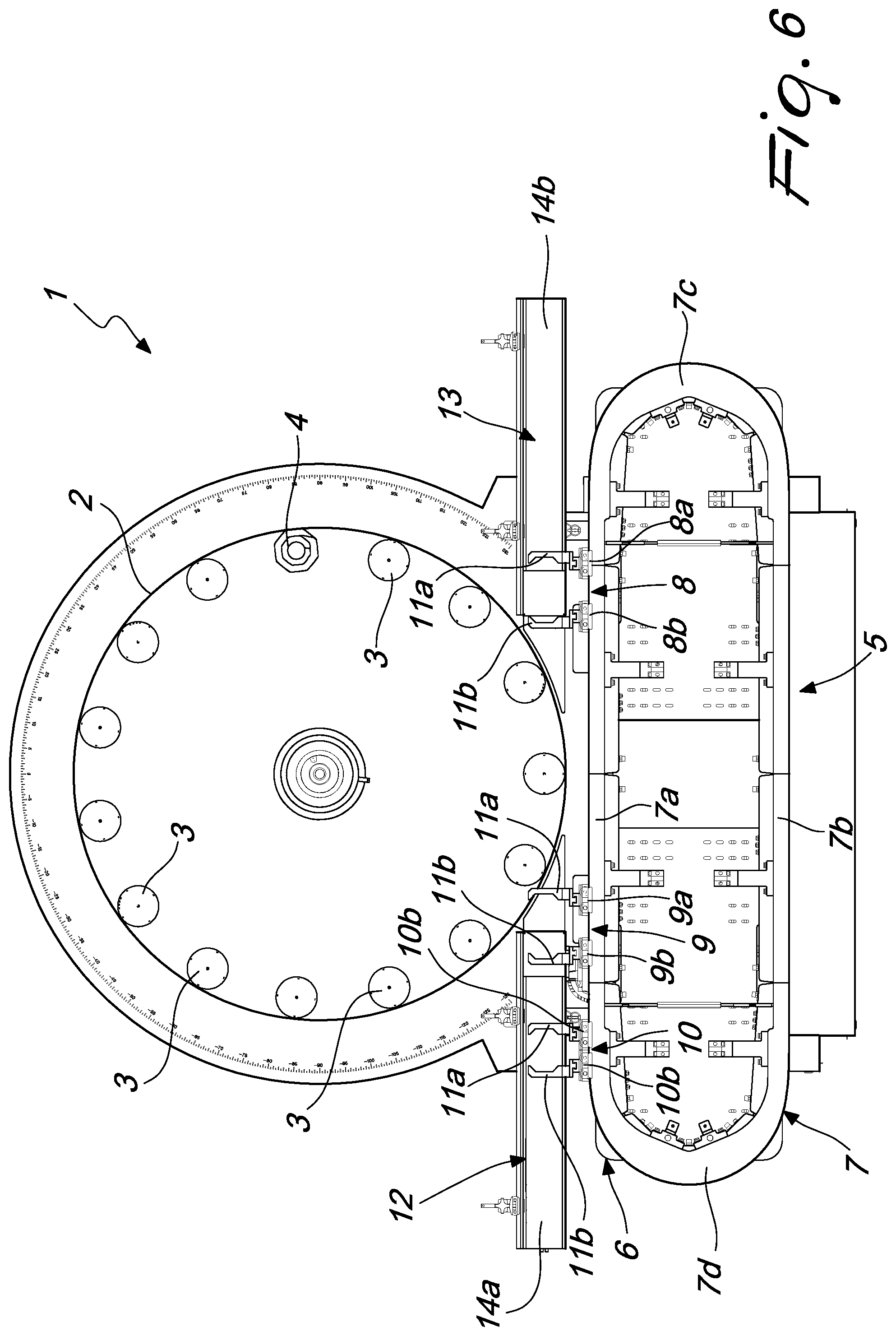Patent US12410018 Figure 6 – Carousel machine for processing containers