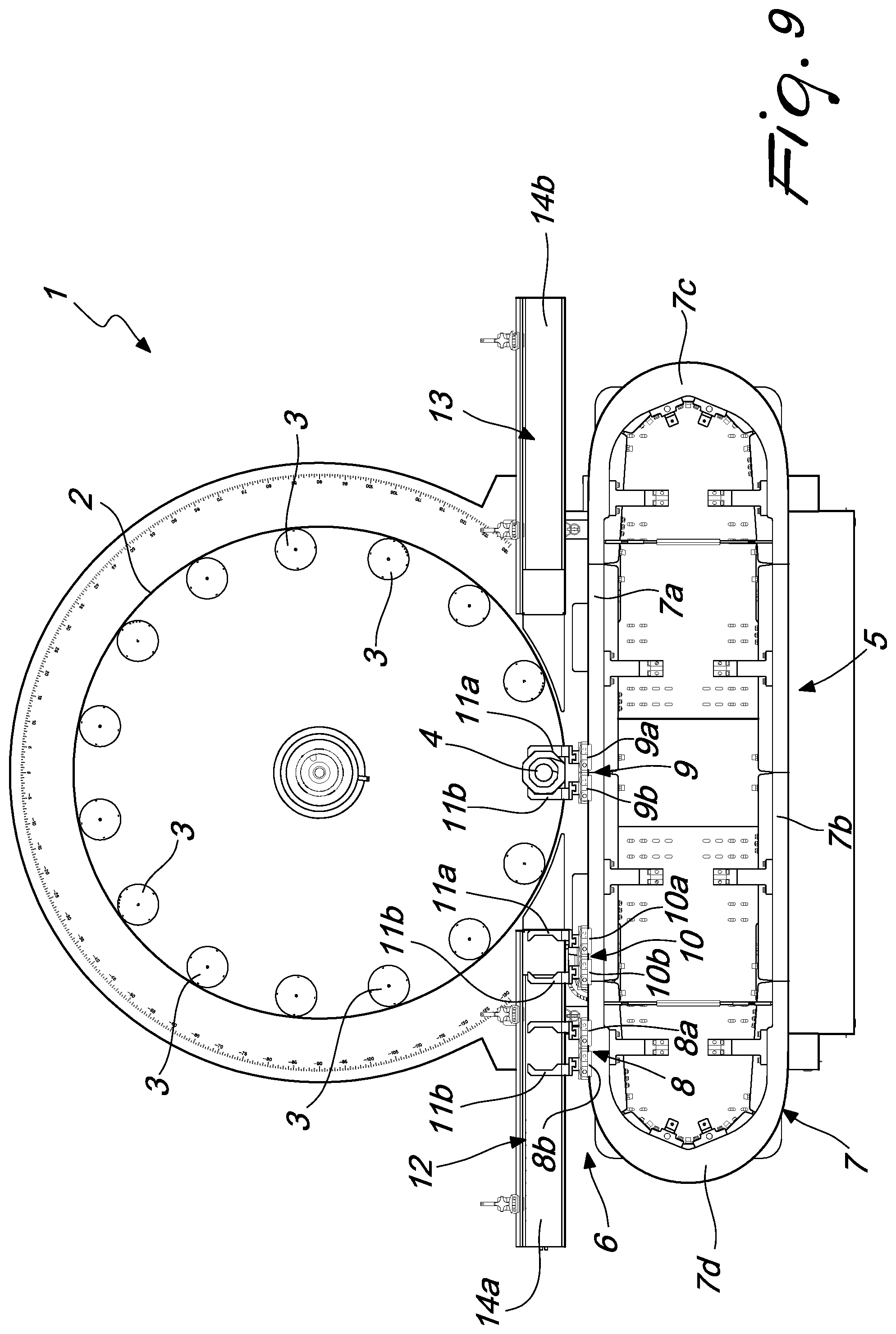Patent US12410018 Figure 9 – Carousel machine for processing containers