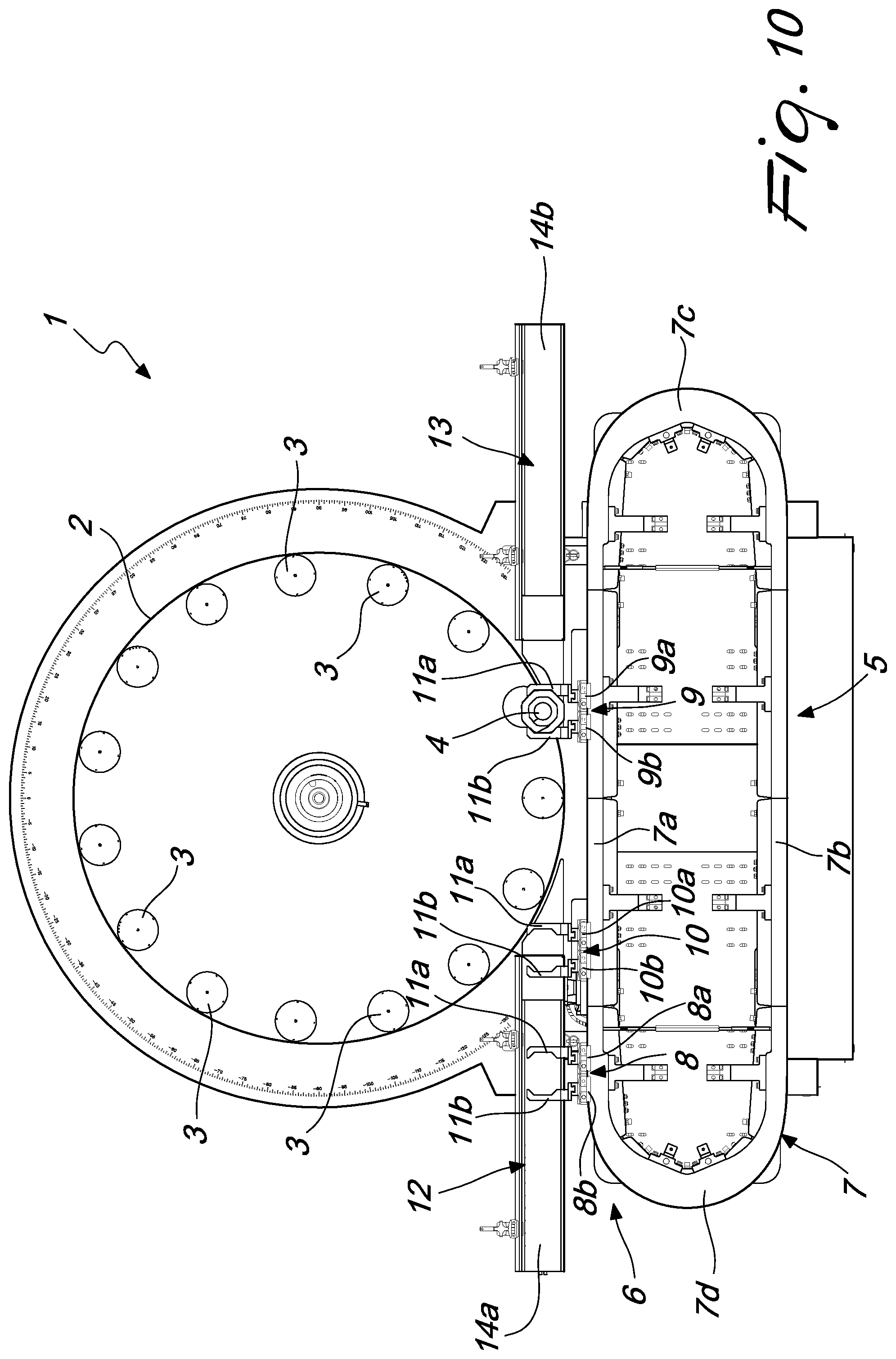 Patent US12410018 Figure 10 – Carousel machine for processing containers