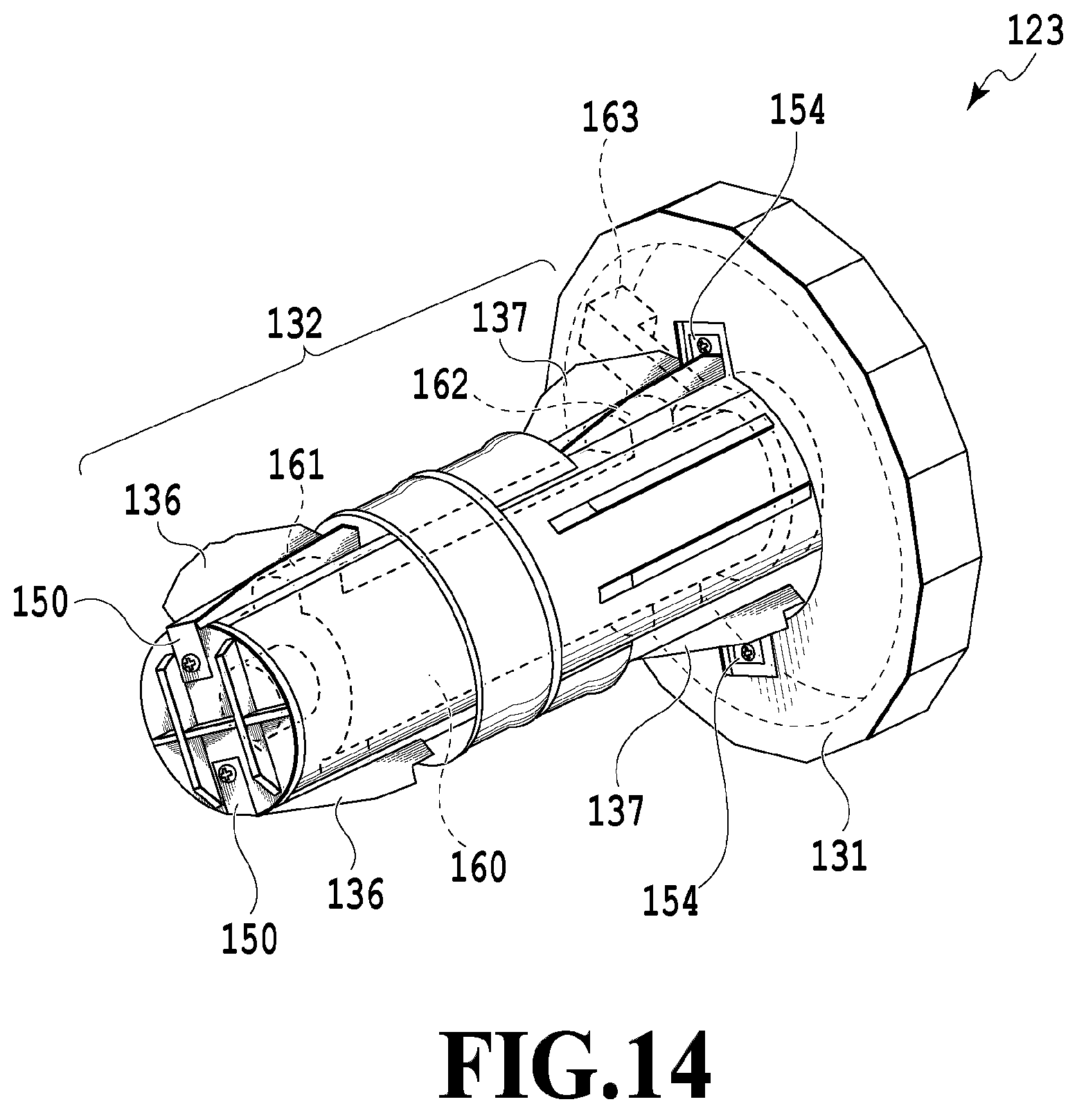 Patent US12410027 Figure 14 – Printing apparatus and roll holding device