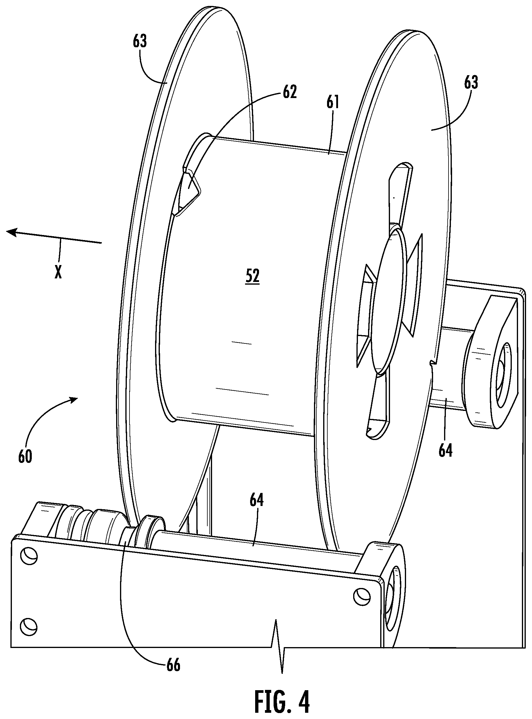 Patent US12410034 Figure 4 – Spool having flange with locking notch