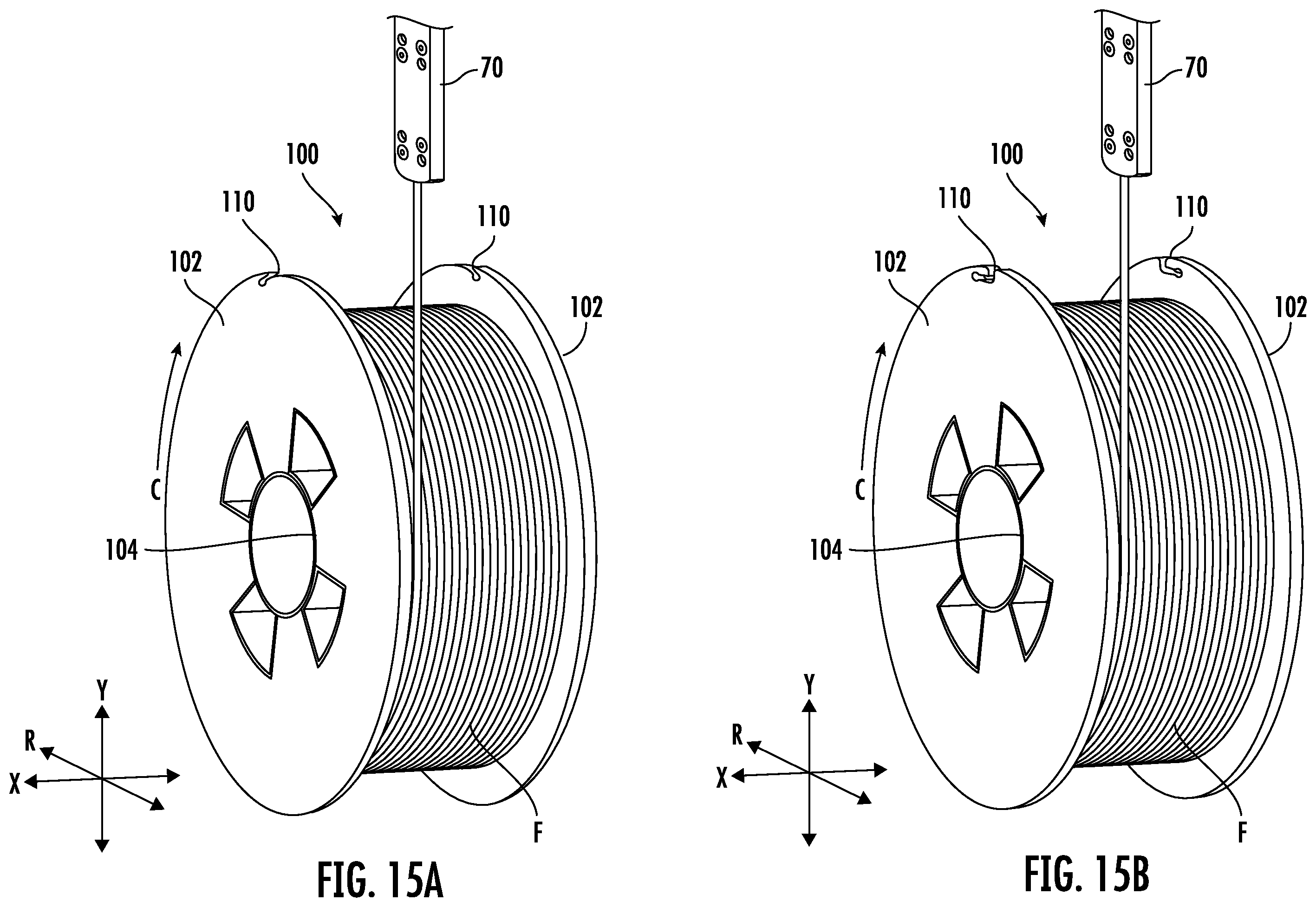 Patent US12410034 Figure 11 – Spool having flange with locking notch