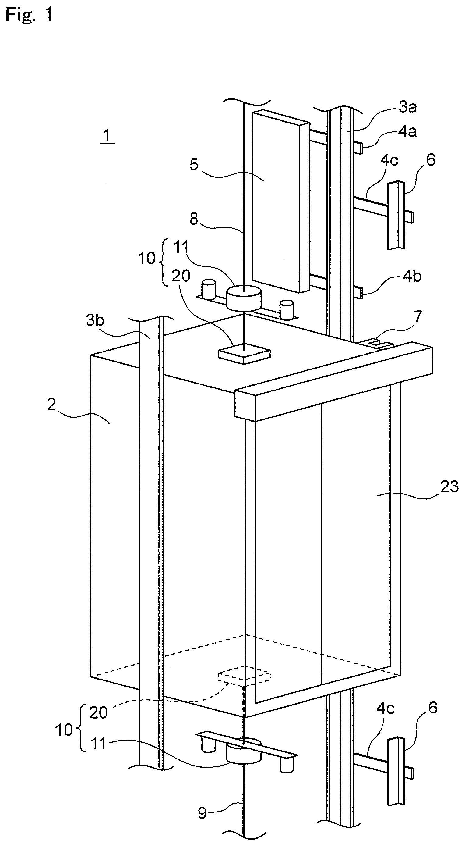 Patent US12410036 Figure 1 – Failure detection device for an elevator