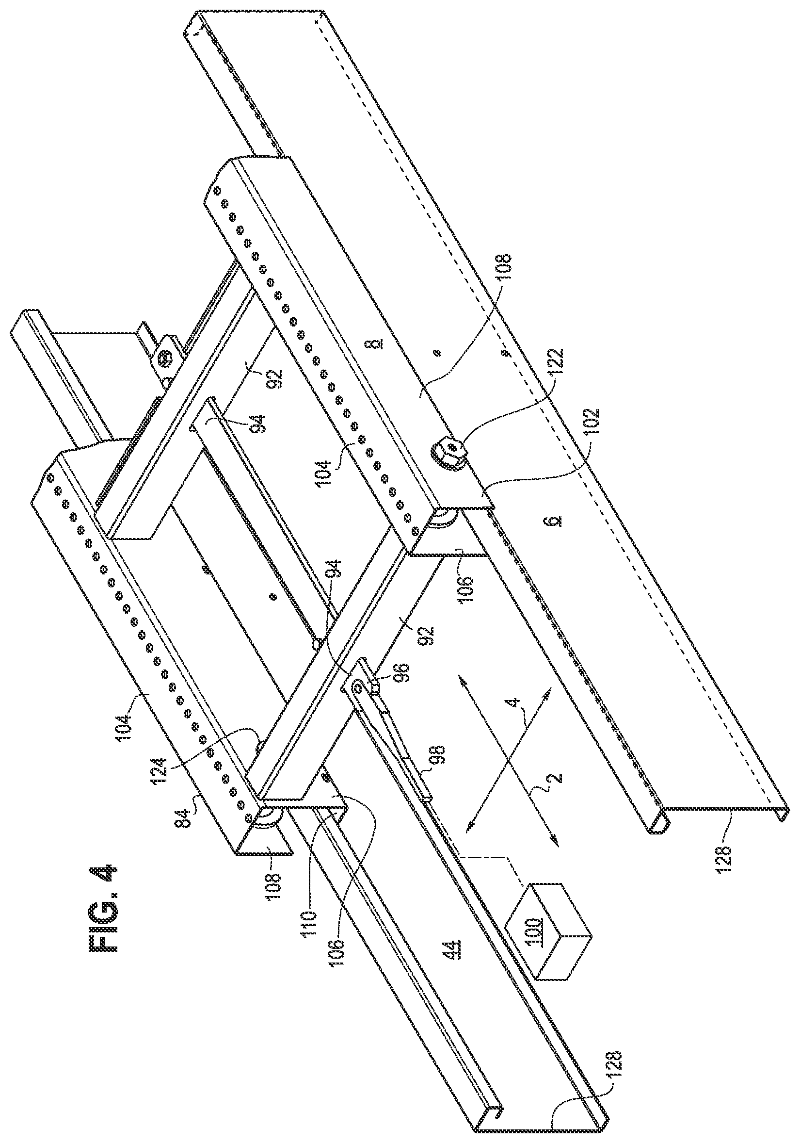Patent US12410037 Figure 5 – Incline elevator and modular deck system and methods for the assembly, use and shipping thereof