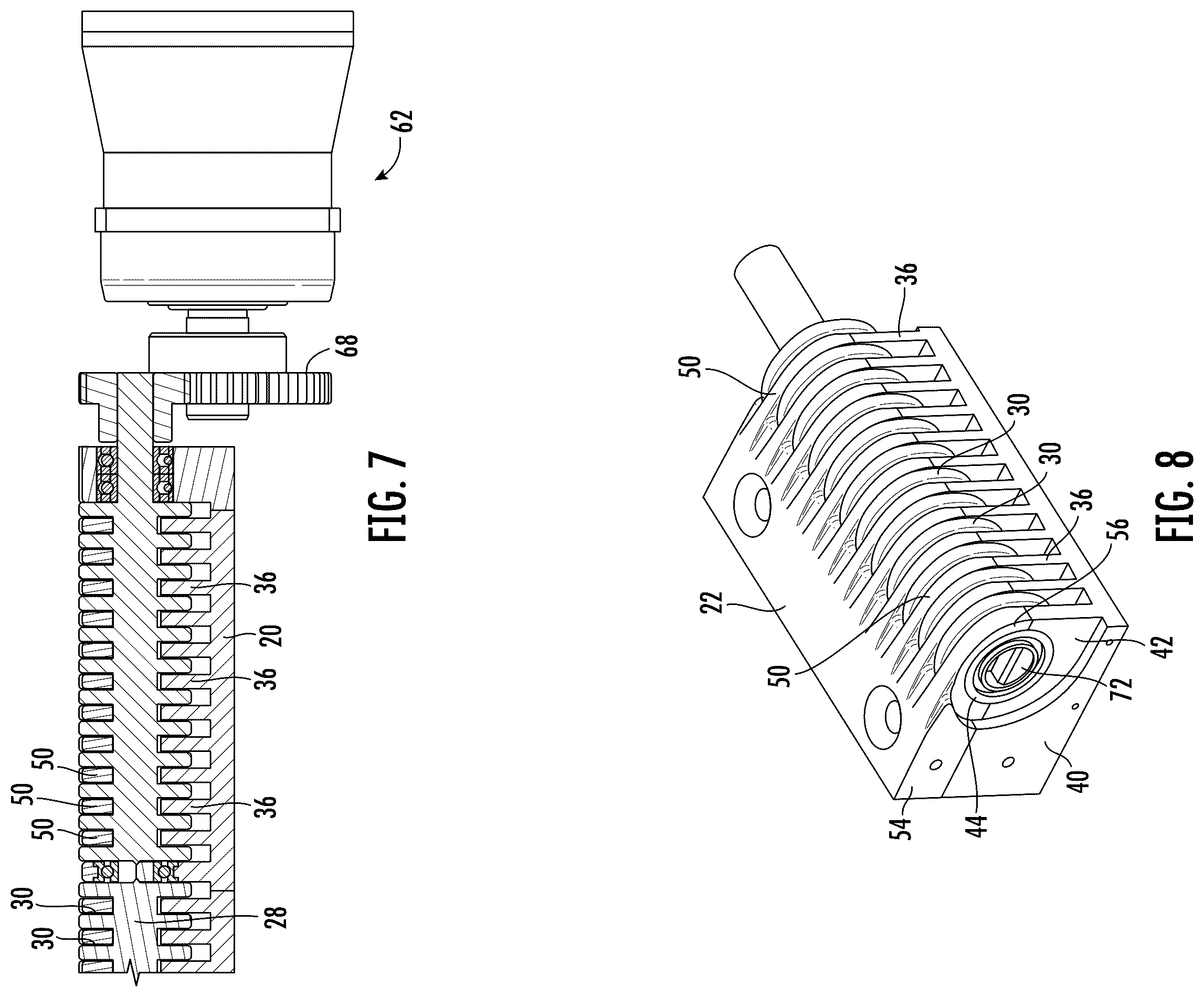 Patent US12410038 Figure 6 – Dynamic comb for conveyance systems for moving people or objects