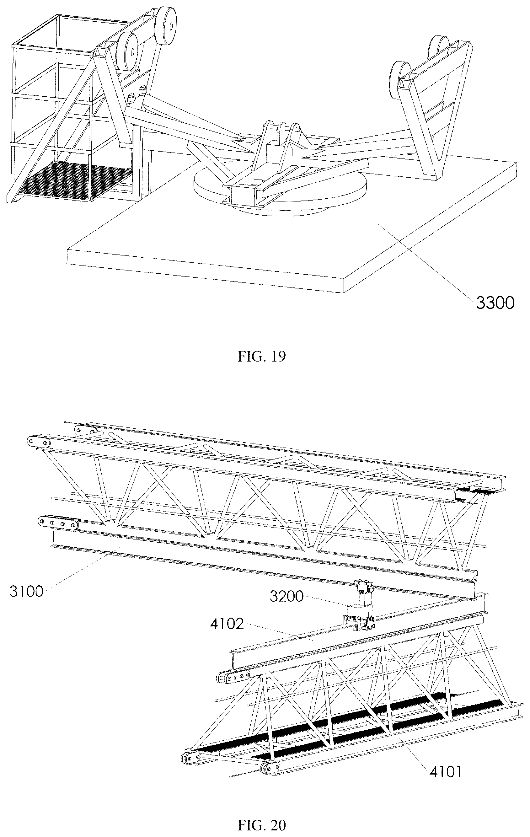 Patent US12410039 Figure 11 – Multi-tower linkage type aerial hoisting platform