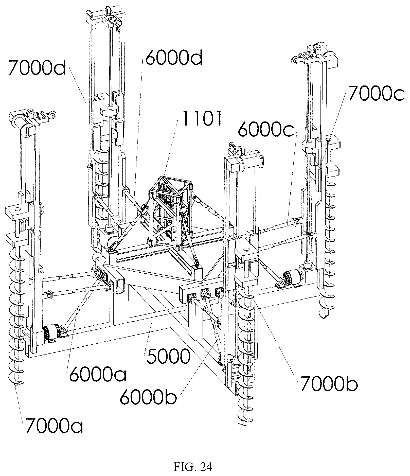 Patent US12410039 Figure 14 – Multi-tower linkage type aerial hoisting platform