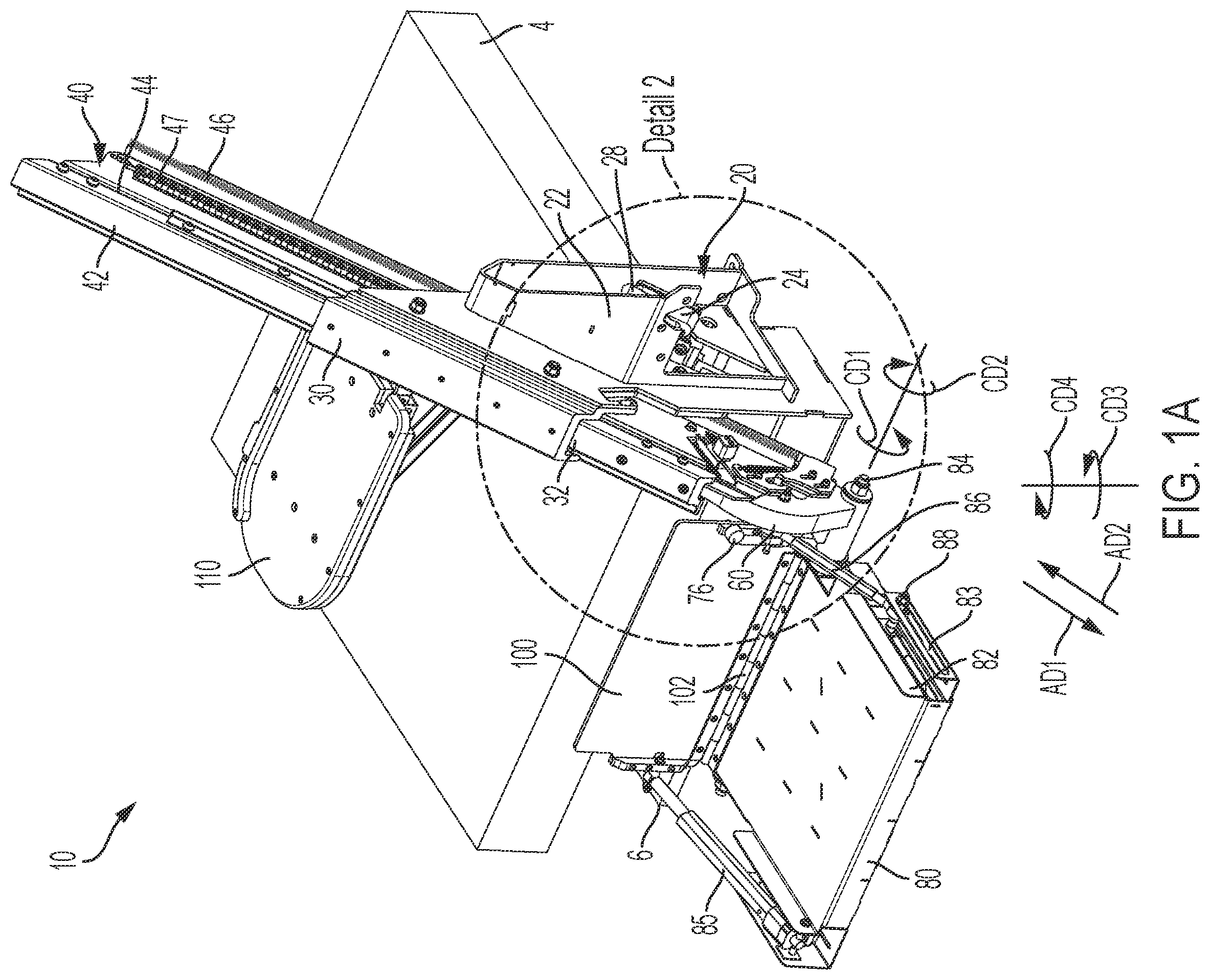 Patent US12410043 Figure 1 – Extendable platform lift assembly