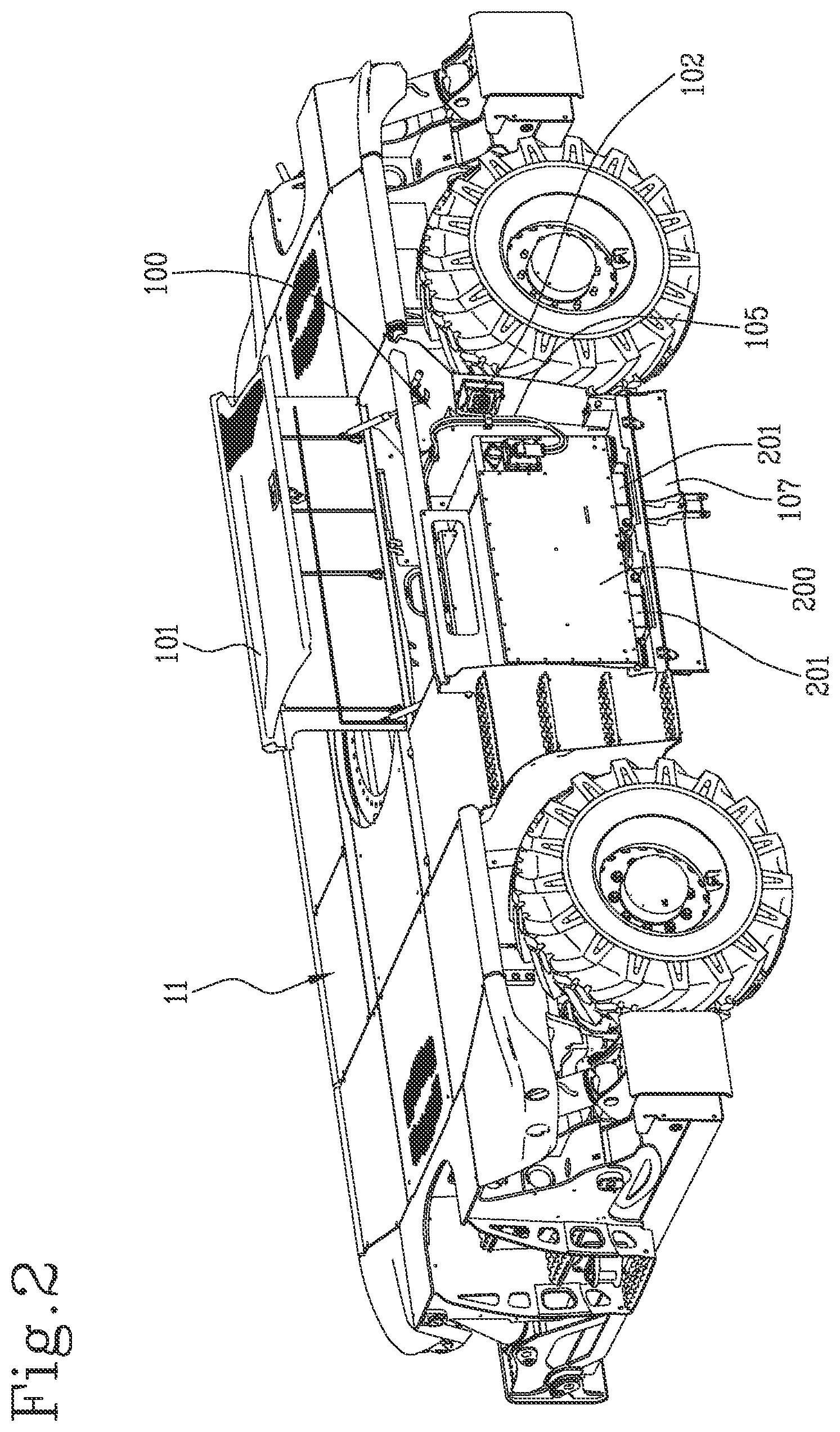 Patent US12410044 Figure 2 – Telehandler with convertible propulsion
