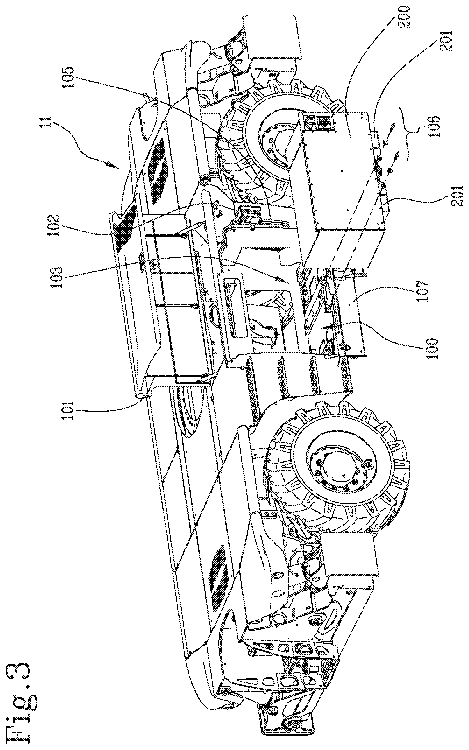 Patent US12410044 Figure 3 – Telehandler with convertible propulsion