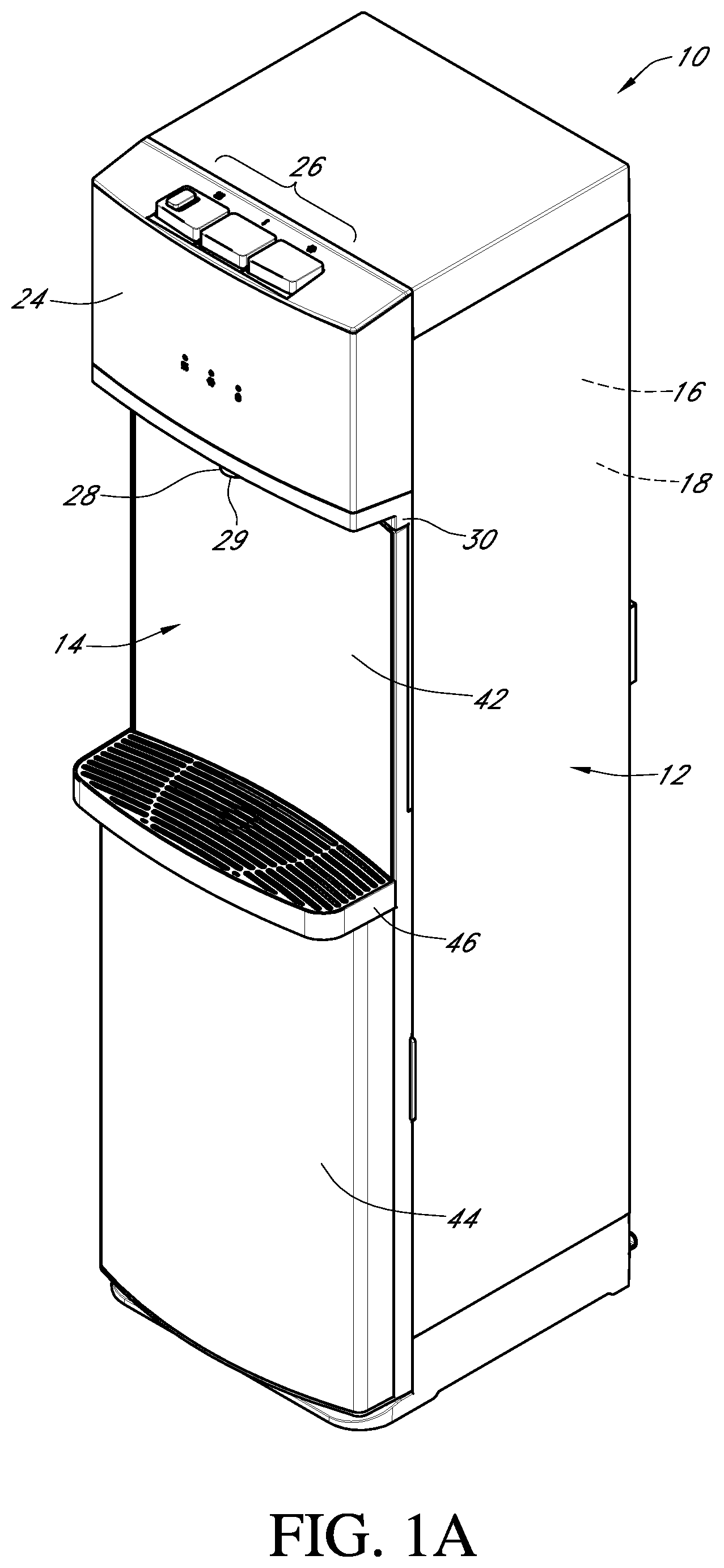 Patent US12410047 — Bottom load water dispenser with an elongated dispensing area — Figure 1