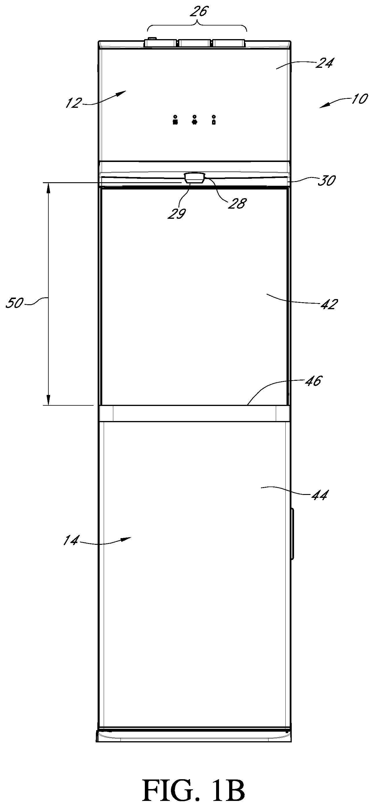 Patent US12410047 Figure 2 – Bottom load water dispenser with an elongated dispensing area