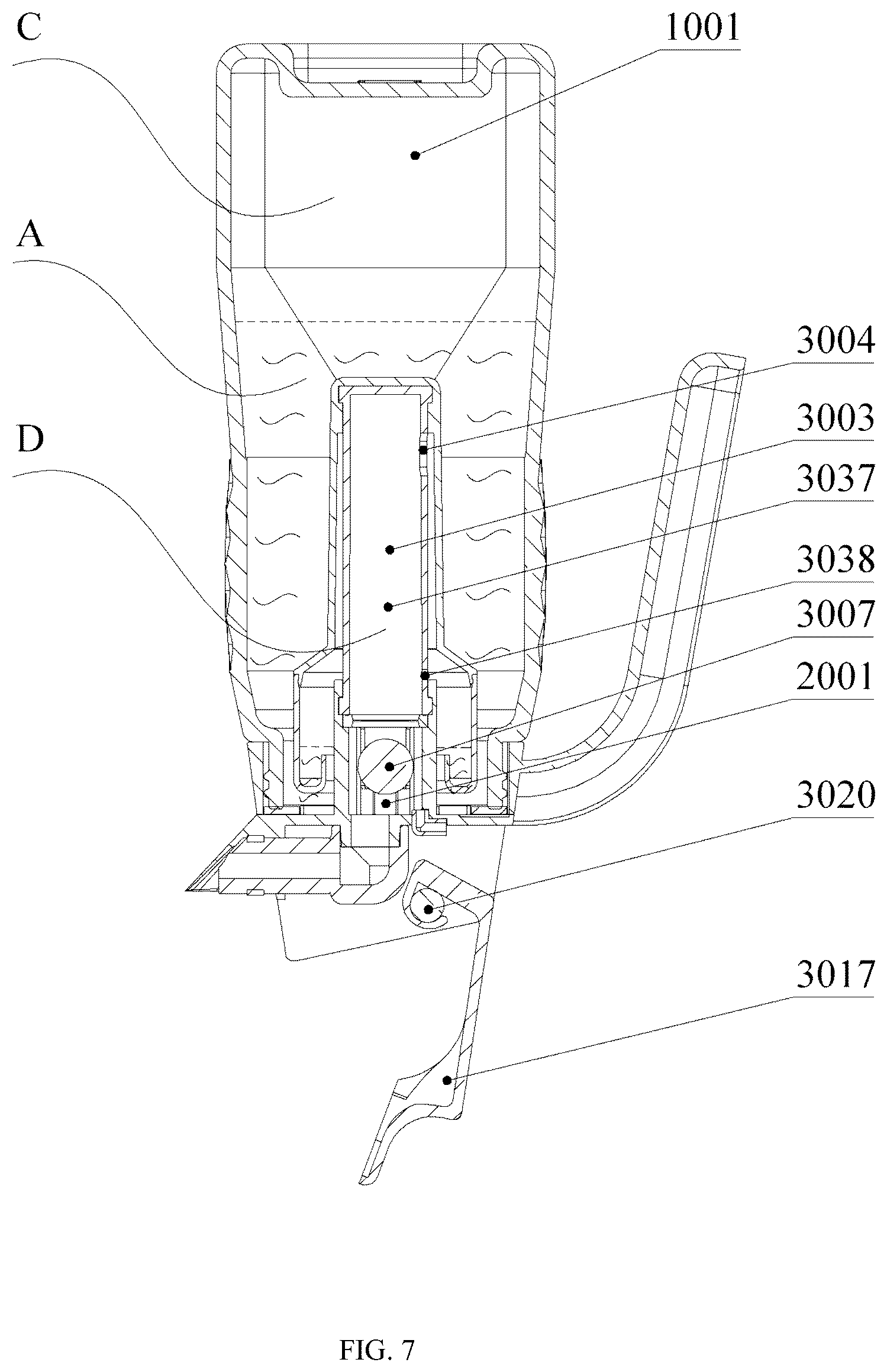 Patent US12410050 Figure 7 – Dumping-type autonomous quantitative liquid discharging device and quantitative liquid discharging method thereof