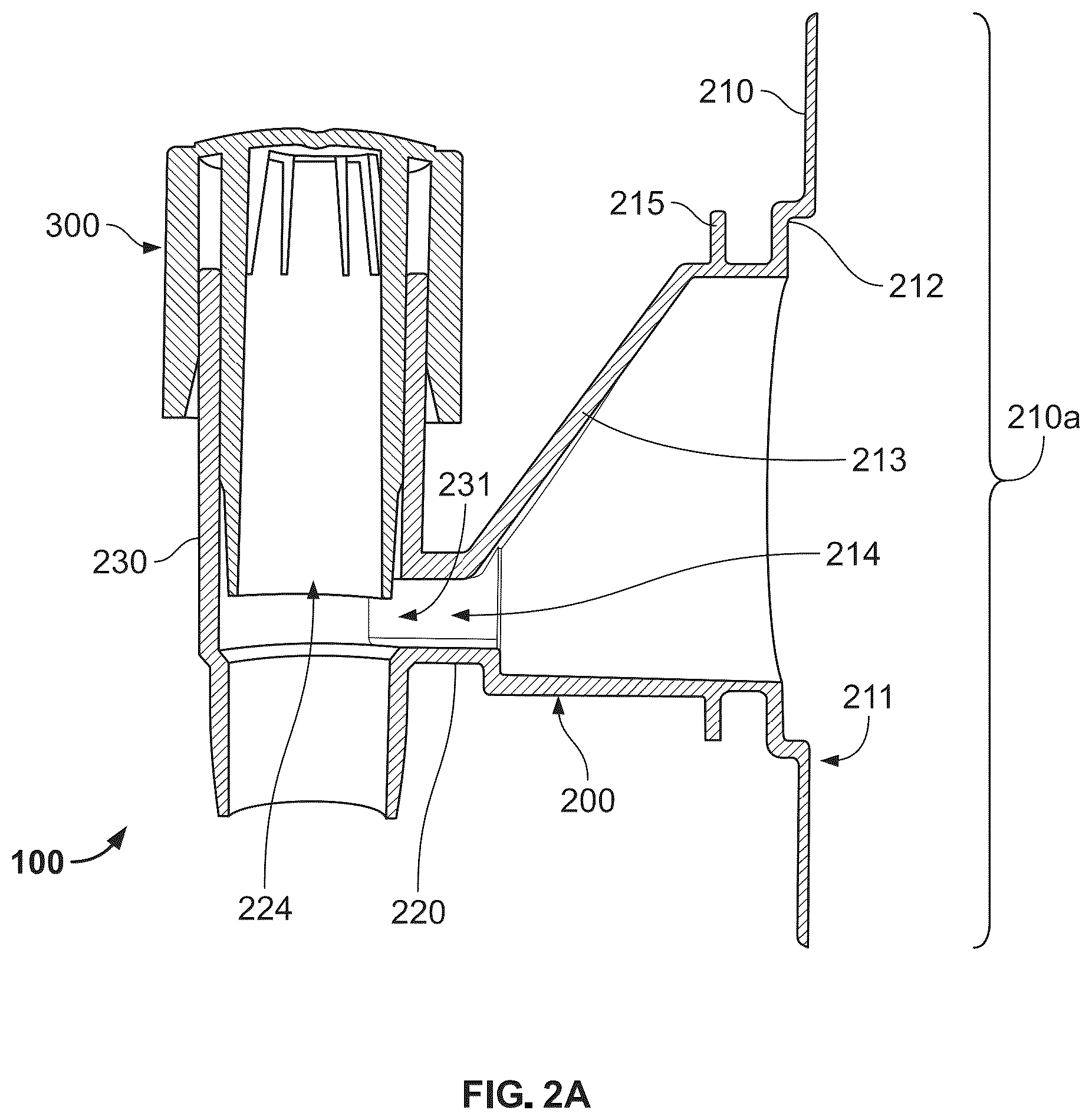 Patent US12410051 Figure 2 – Two piece, T-shaped dispensing tap and method of making same