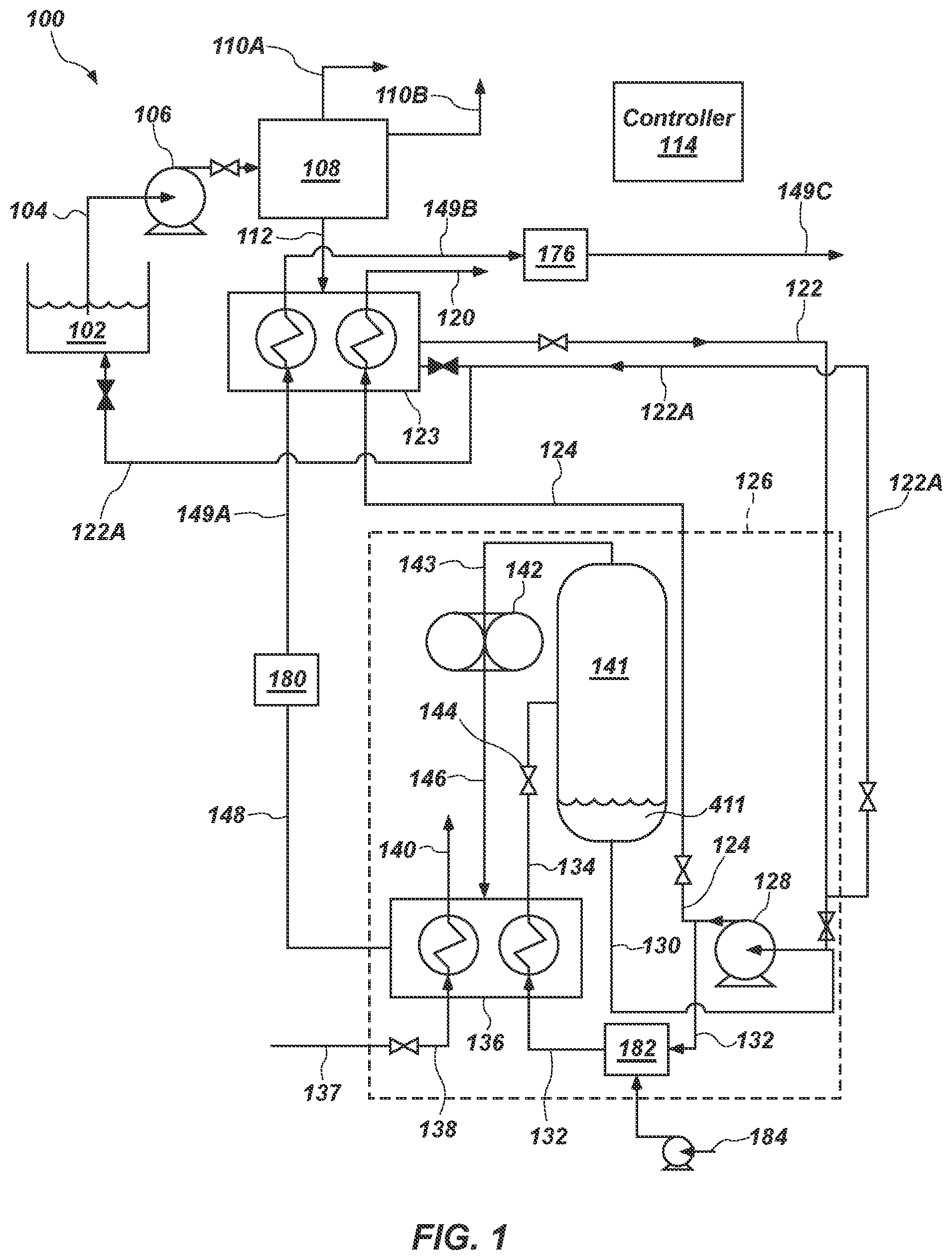 Patent US12410070 Figure 1 – Concentrator and crystallizer evaporation system