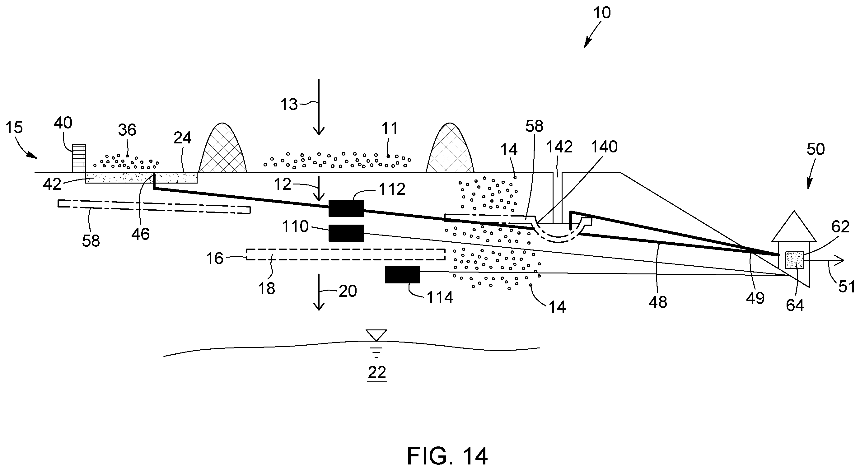 Patent US12410073 Figure 13 – Systems and processes for decontaminating an aqueous flow contaminated with munitions contaminants