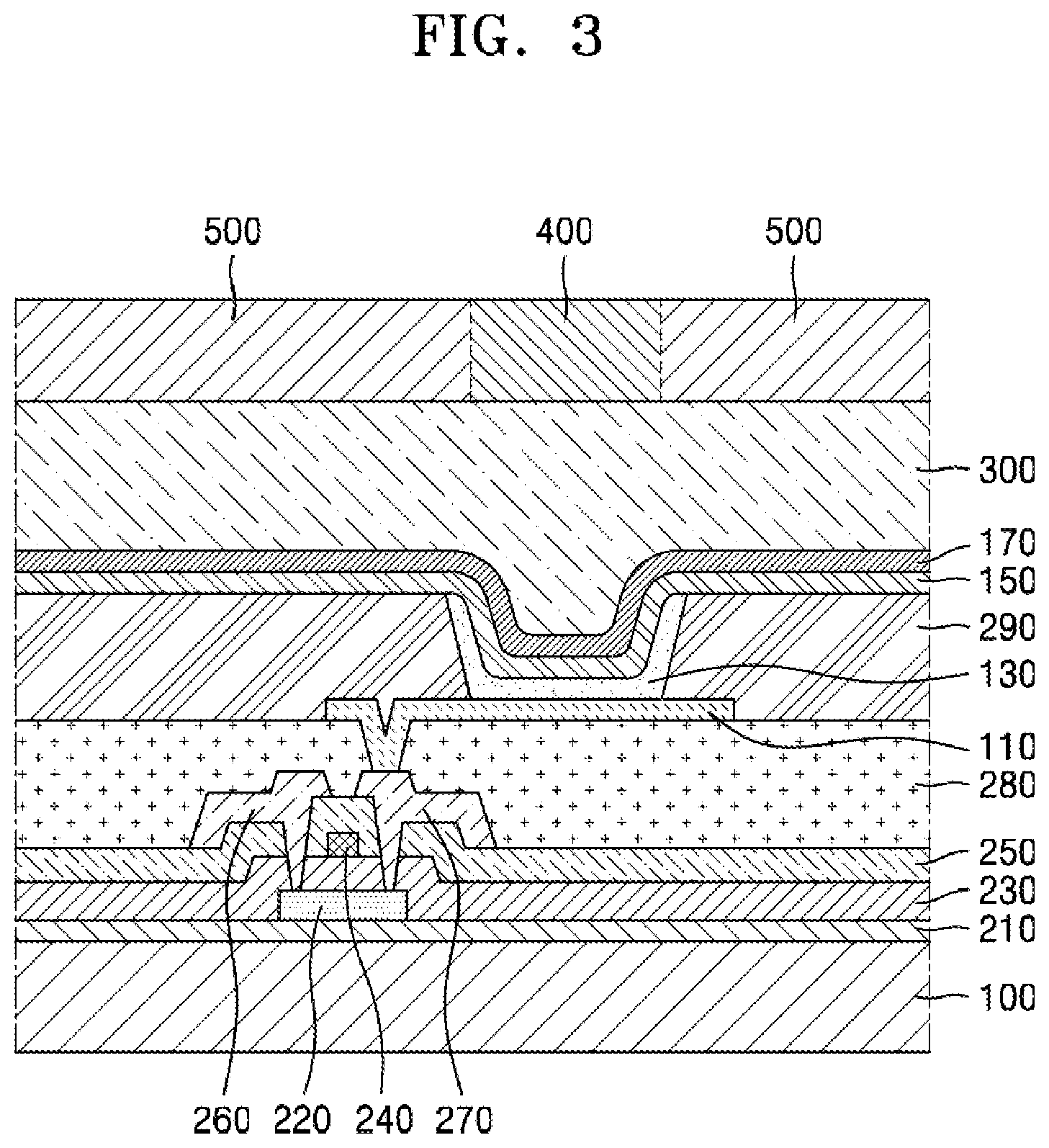 Patent US12410130 Figure 3 – Light-emitting device and electronic apparatus including the same