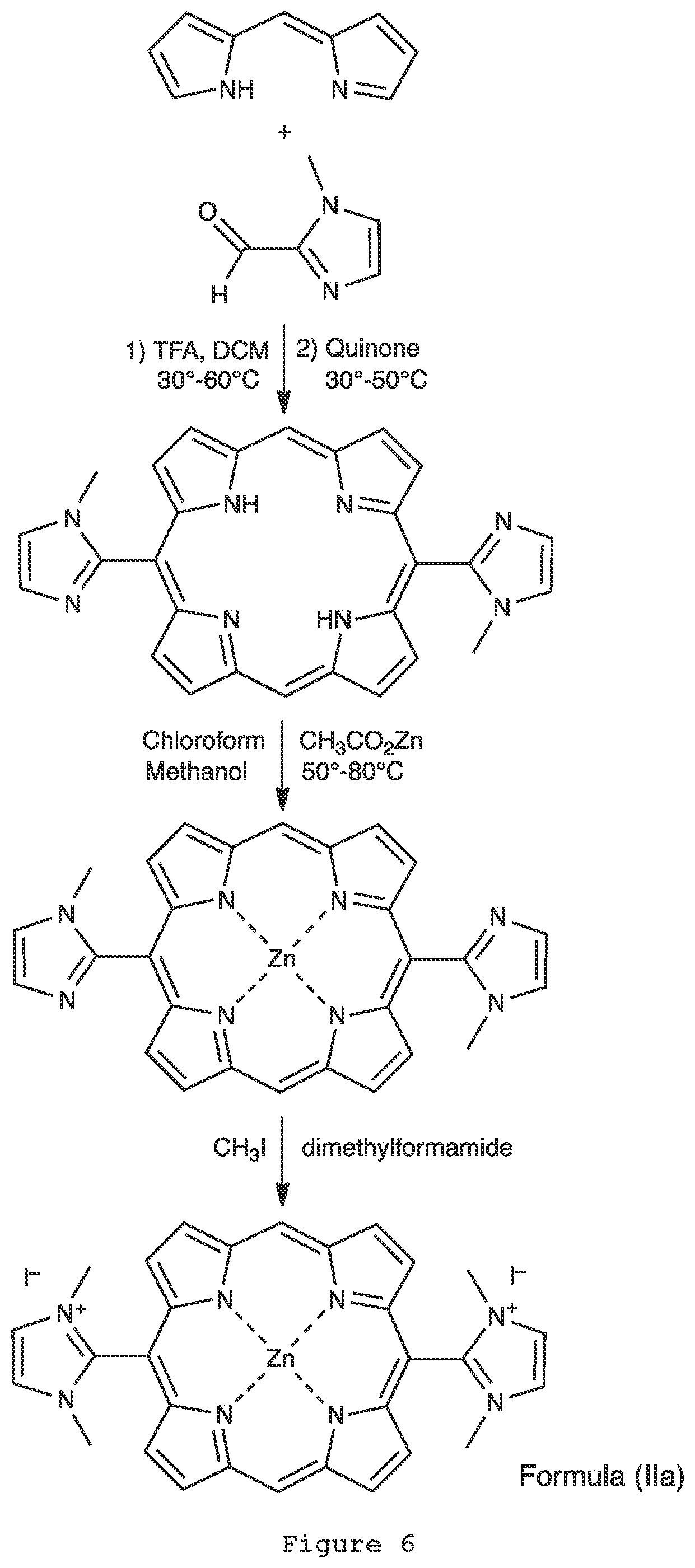 Patent US12410178 Figure 6 – Small cationic ortho-5,15-di-heteroaryl-porphyrin derivatives and their applications in photoinactivation of microorganisms