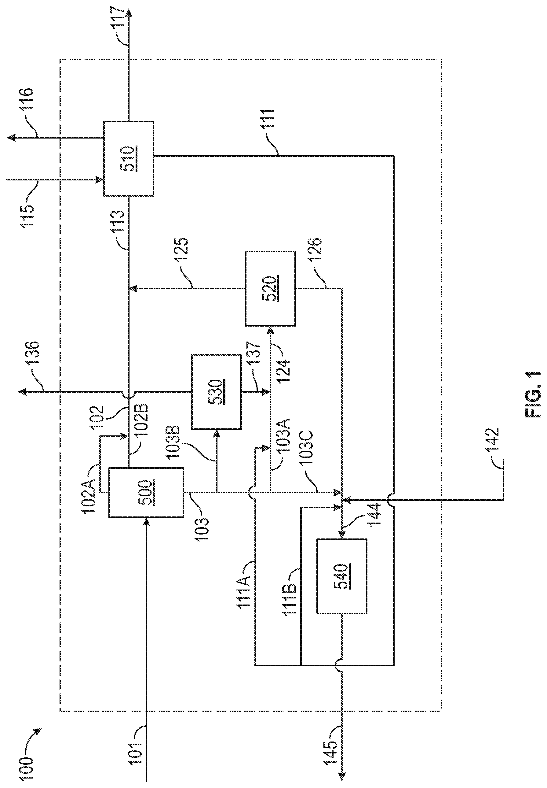 Patent US12410372 Figure 1 – Process scheme for maximum heavy oil conversion with stage asphaltene rejection
