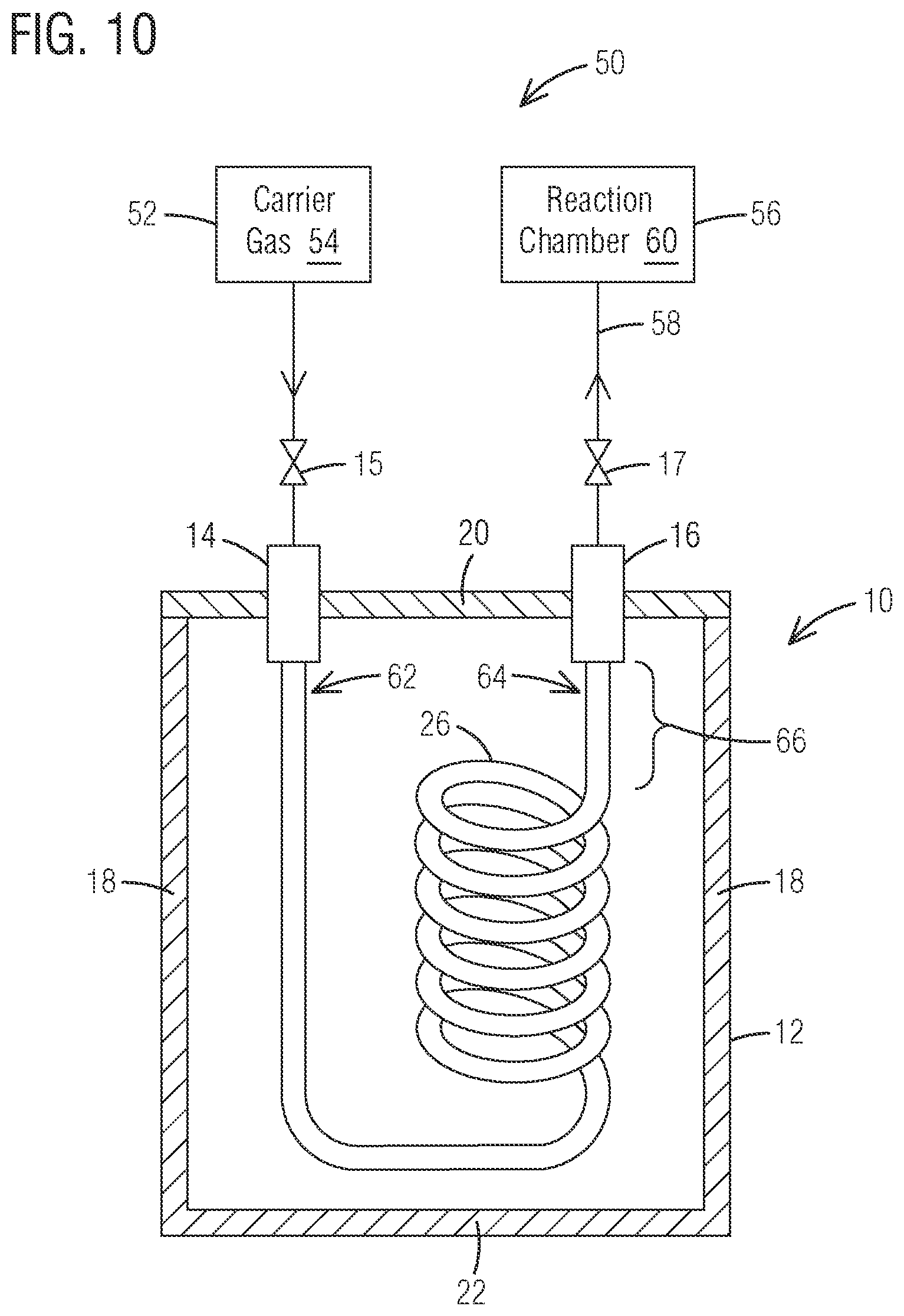 Patent US12410516 Figure 5 – Container for efficient vaporization of precursor materials and method of using the same