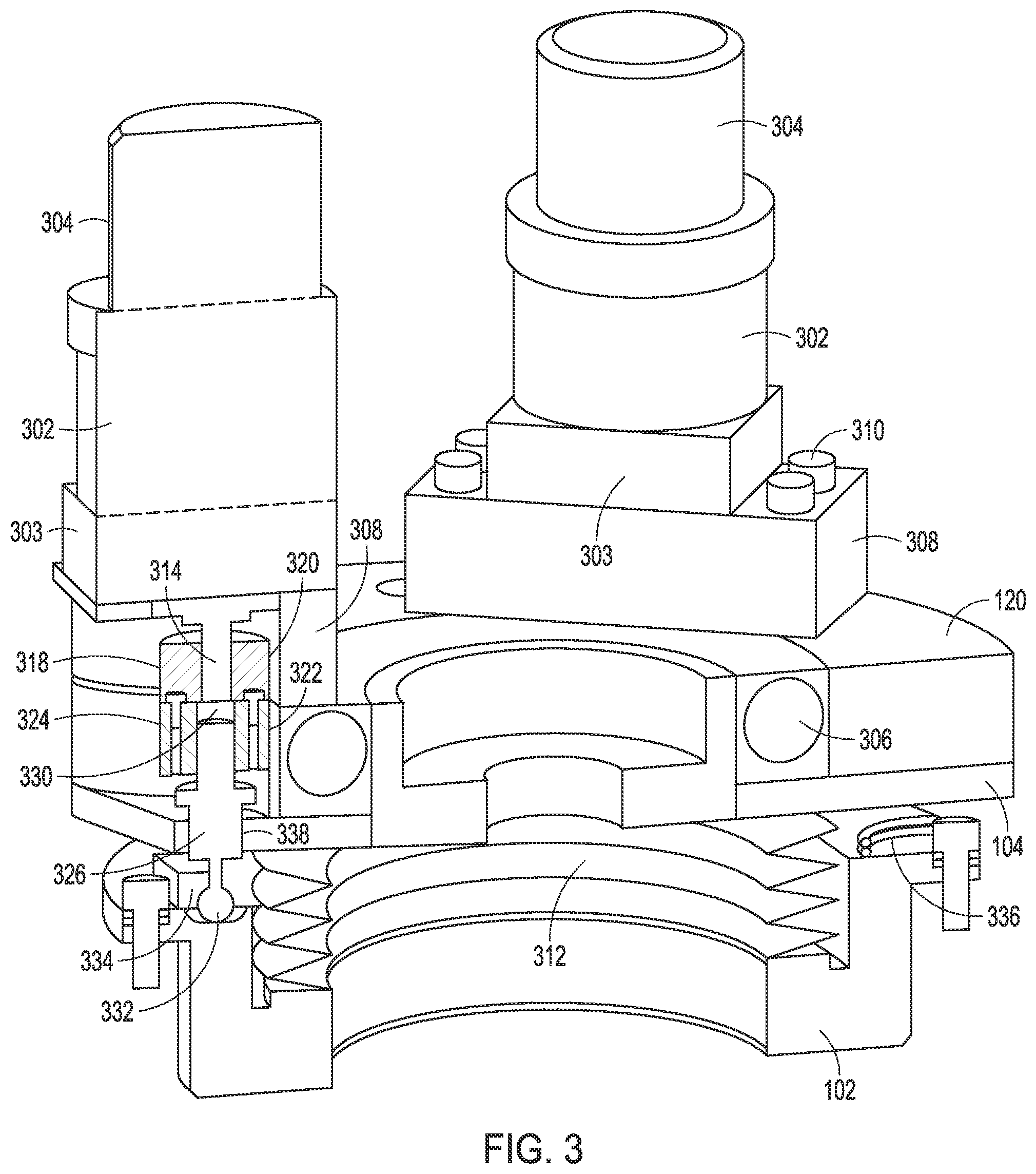 Patent US12410519 Figure 3 – Automated showerhead tilt adjustment