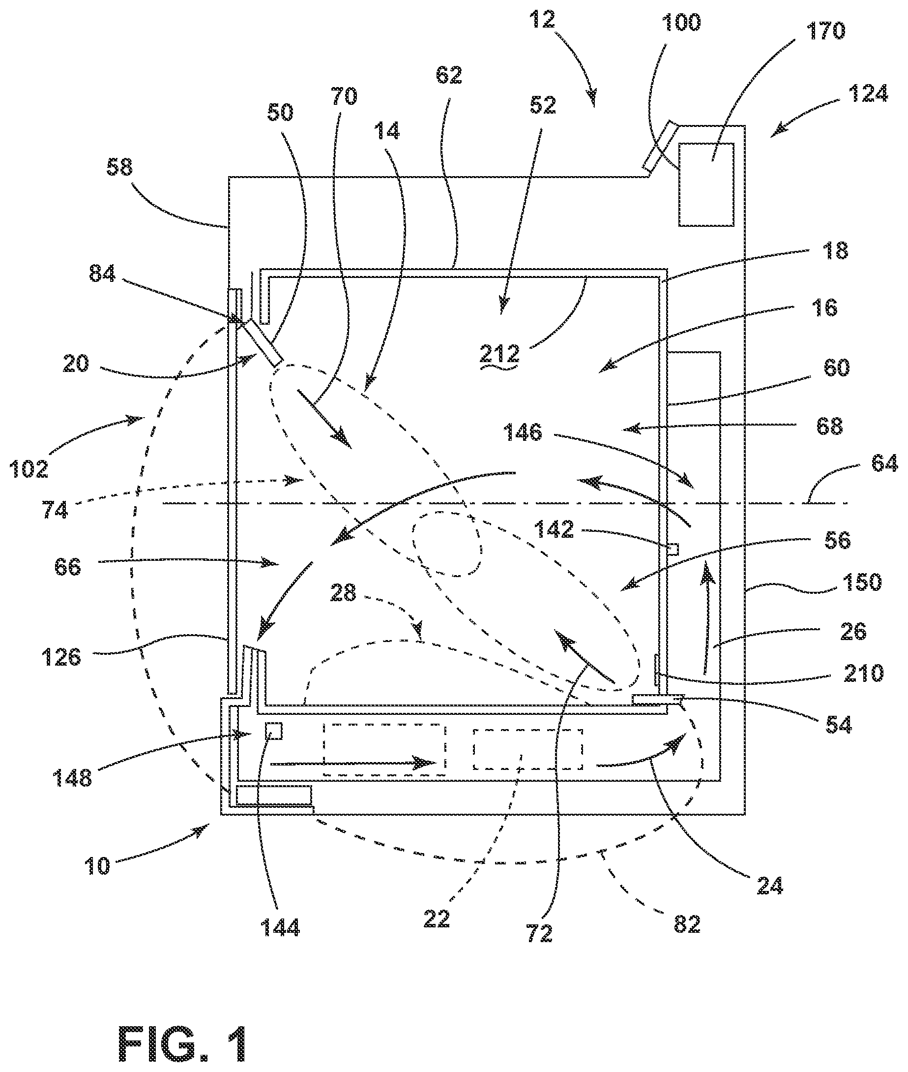 Patent US12410552 — Three-dimensional steam generating system for performing a steam cycle within a laundry appliance — Figure 1