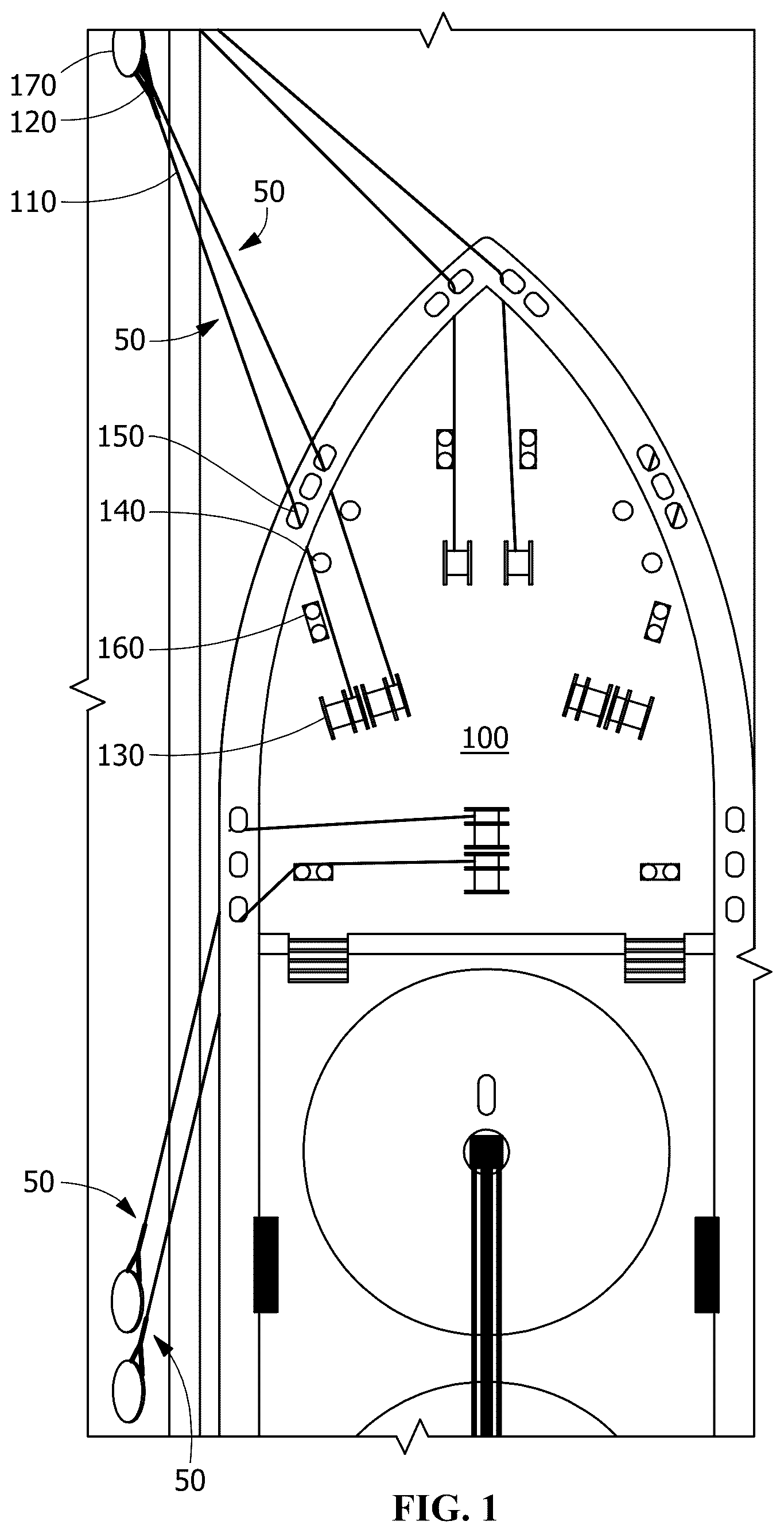 Patent US12410556 — Synthetic rope for system level recoil control — Figure 1