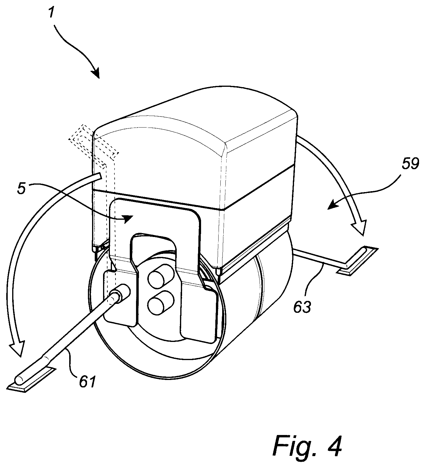 Patent US12410565 Figure 4 – Compacting roller with an electronic balancing system for maintaining the roller in an upright position