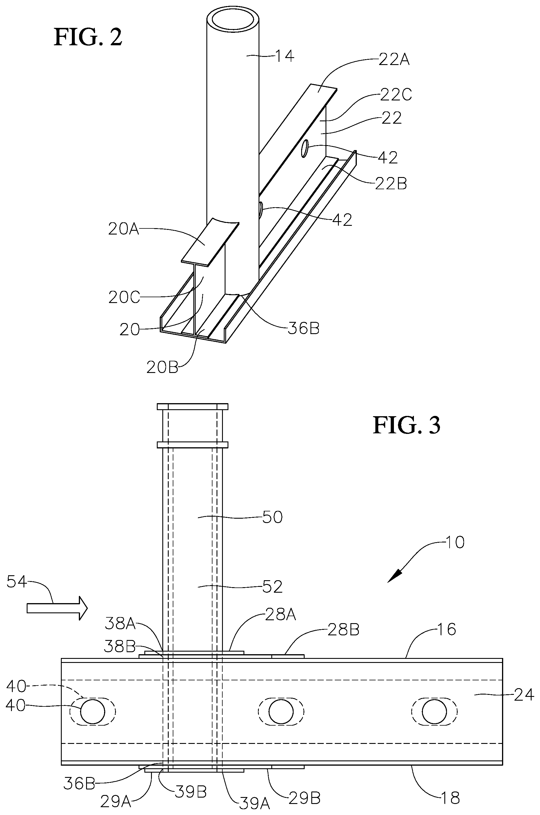 Patent US12410568 Figure 2 – Shallow foundation bollard structures